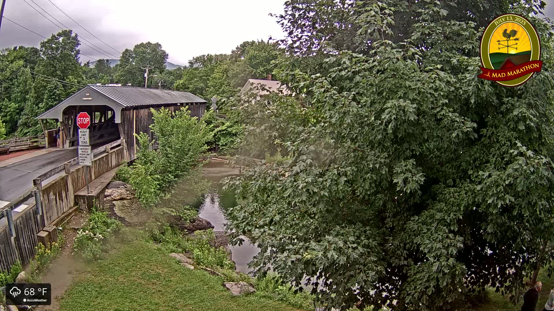 Waitsfield, Mad River Valley Great Eddy Covered Bridge Live Cam -Waitsfield, Washington County, Vermont, USA