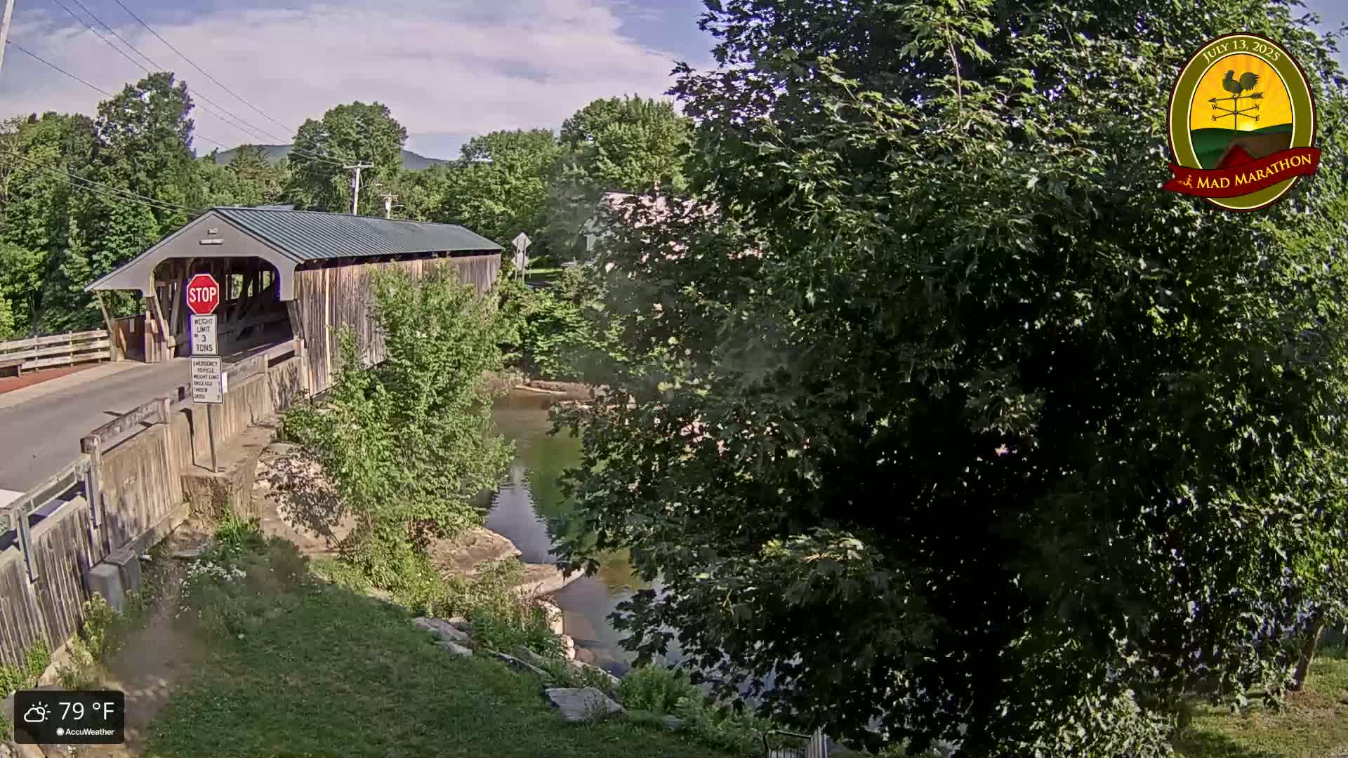 Waitsfield, Mad River Valley Great Eddy Covered Bridge Live Cam -Waitsfield, Washington County, Vermont, USA
