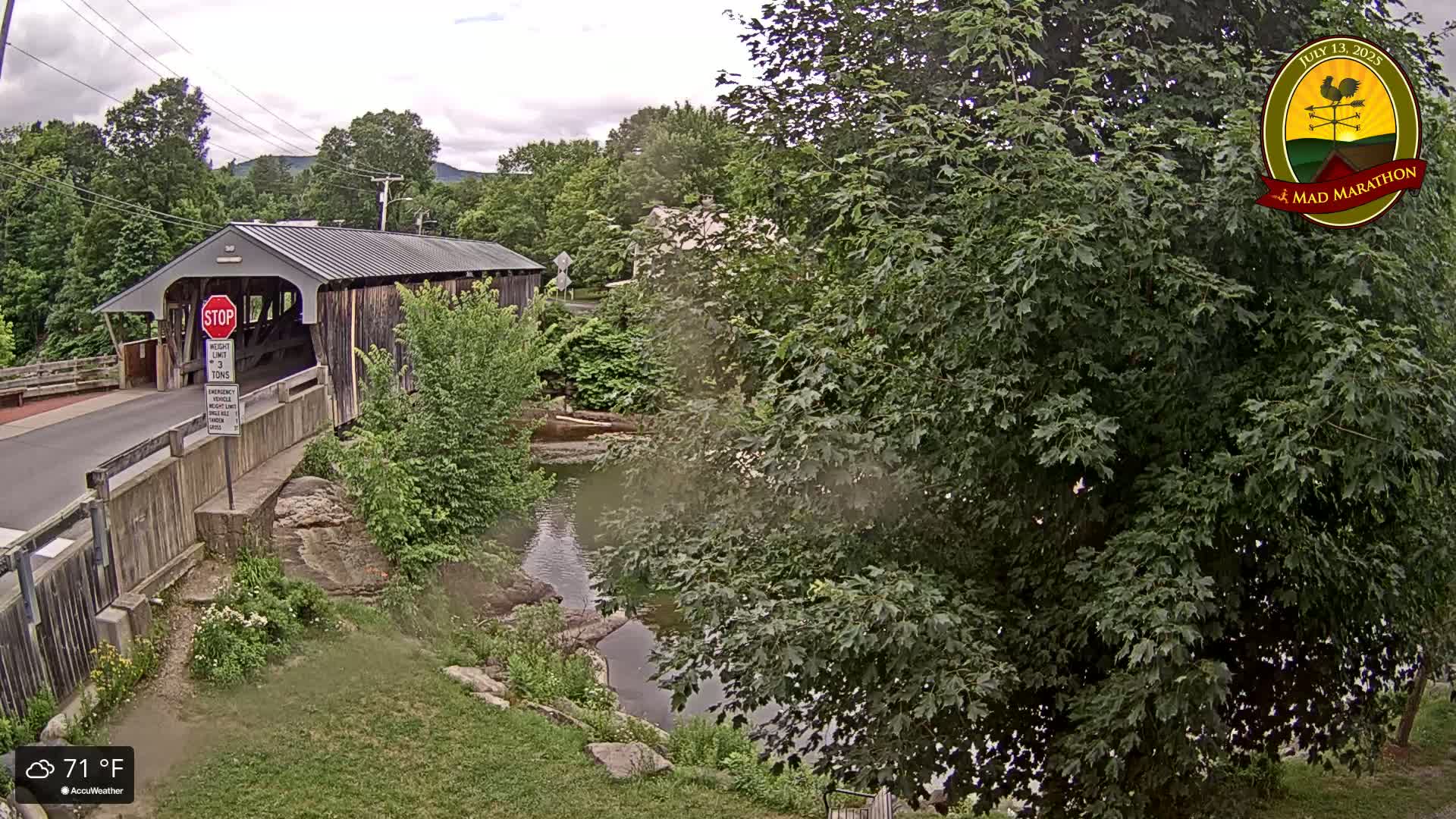 Waitsfield, Mad River Valley Great Eddy Covered Bridge Live Cam -Waitsfield, Washington County, Vermont, USA