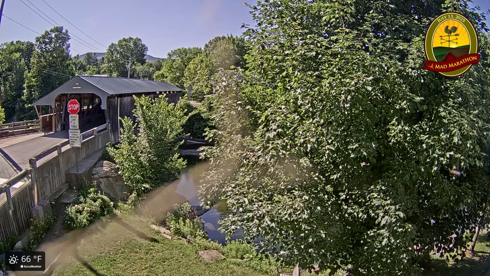 Waitsfield, Mad River Valley Great Eddy Covered Bridge Live Cam -Waitsfield, Washington County, Vermont, USA