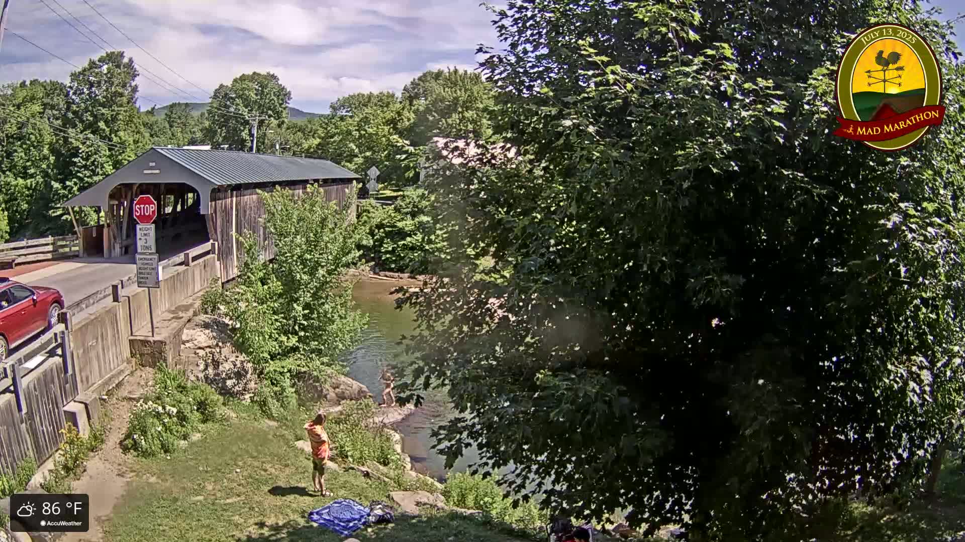 Waitsfield, Mad River Valley Great Eddy Covered Bridge Live Cam -Waitsfield, Washington County, Vermont, USA