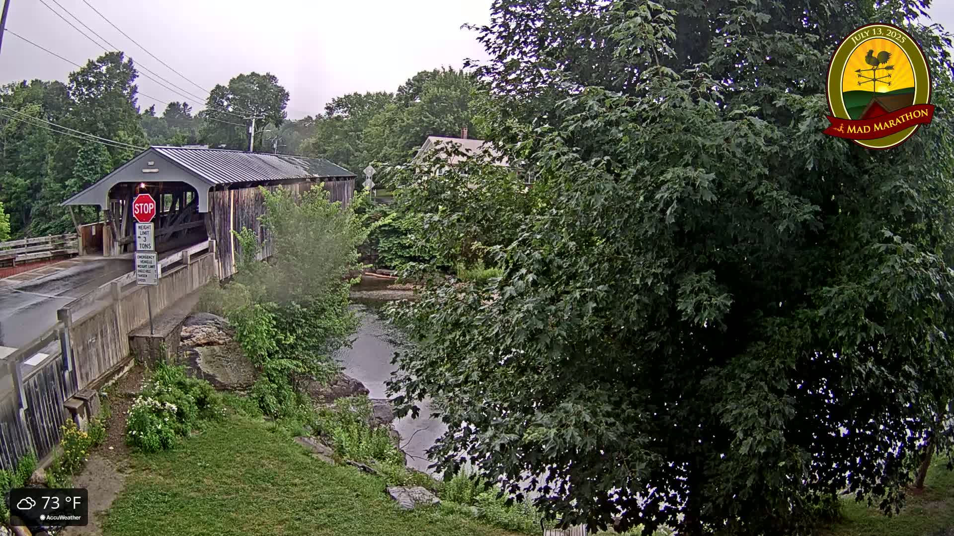 Waitsfield, Mad River Valley Great Eddy Covered Bridge Live Cam -Waitsfield, Washington County, Vermont, USA