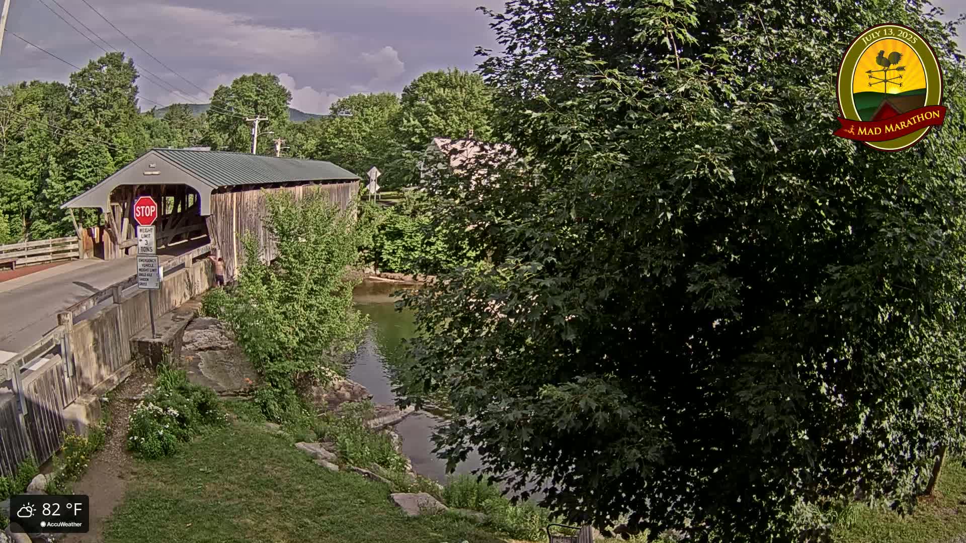 Waitsfield, Mad River Valley Great Eddy Covered Bridge Live Cam -Waitsfield, Washington County, Vermont, USA