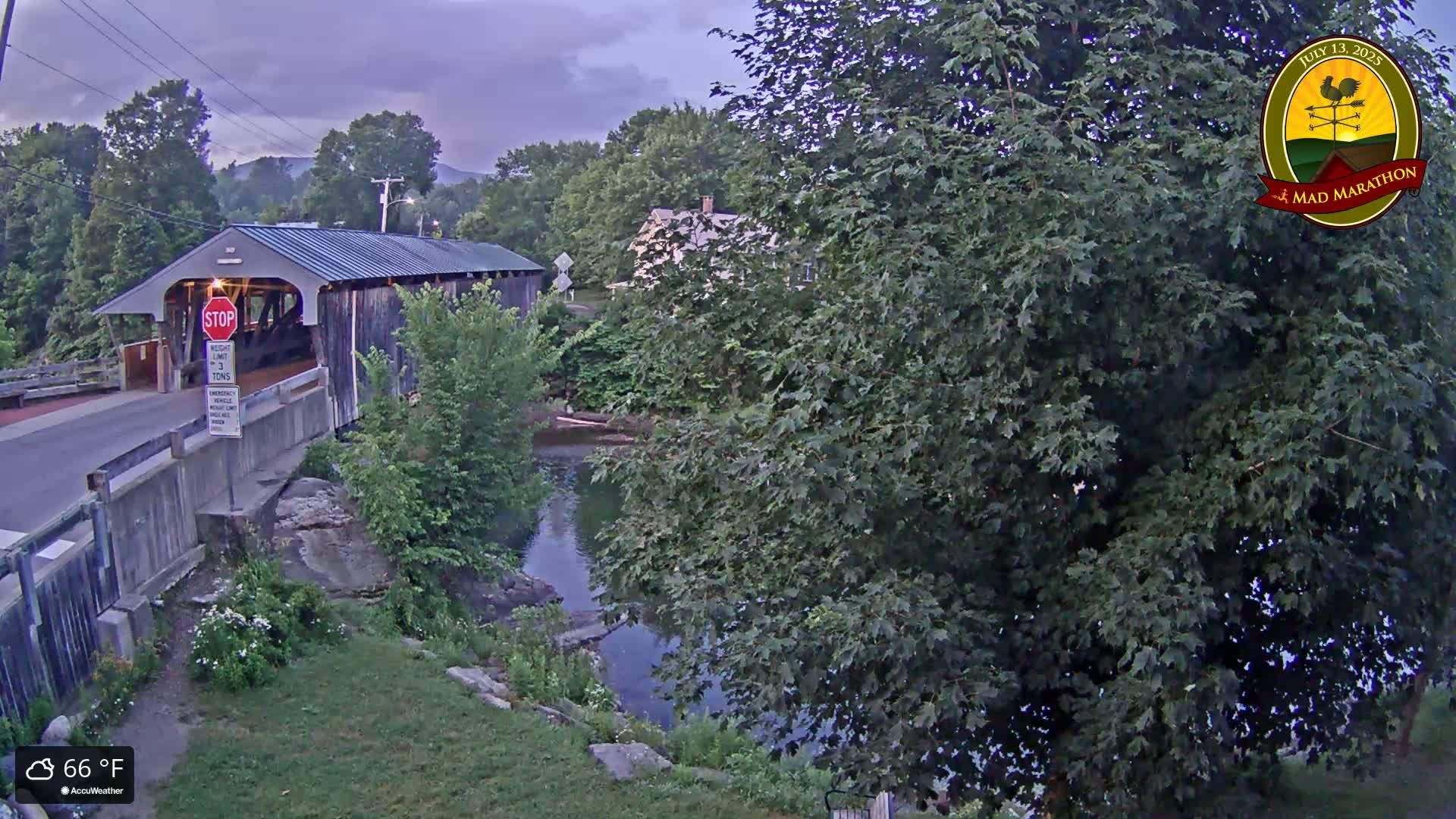 Waitsfield, Mad River Valley Great Eddy Covered Bridge Live Cam -Waitsfield, Washington County, Vermont, USA