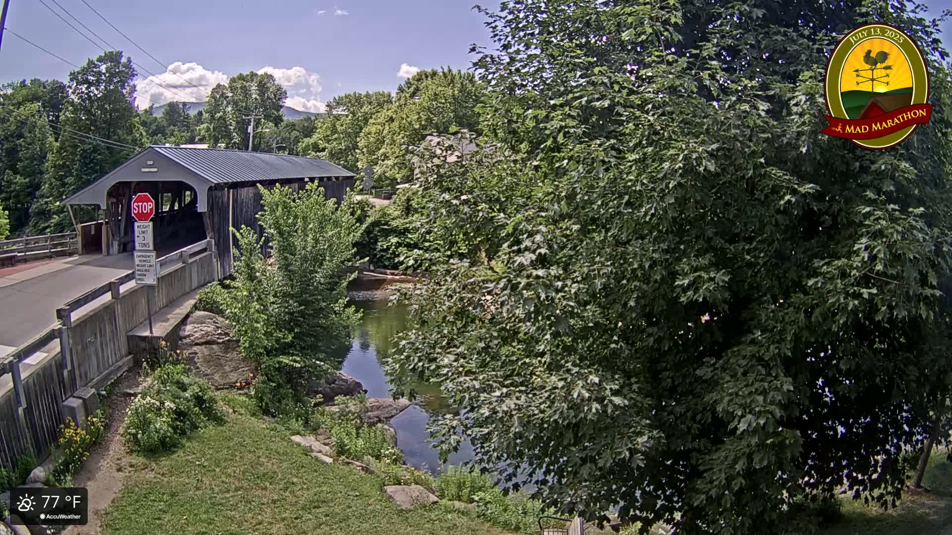 Waitsfield, Mad River Valley Great Eddy Covered Bridge Live Cam -Waitsfield, Washington County, Vermont, USA