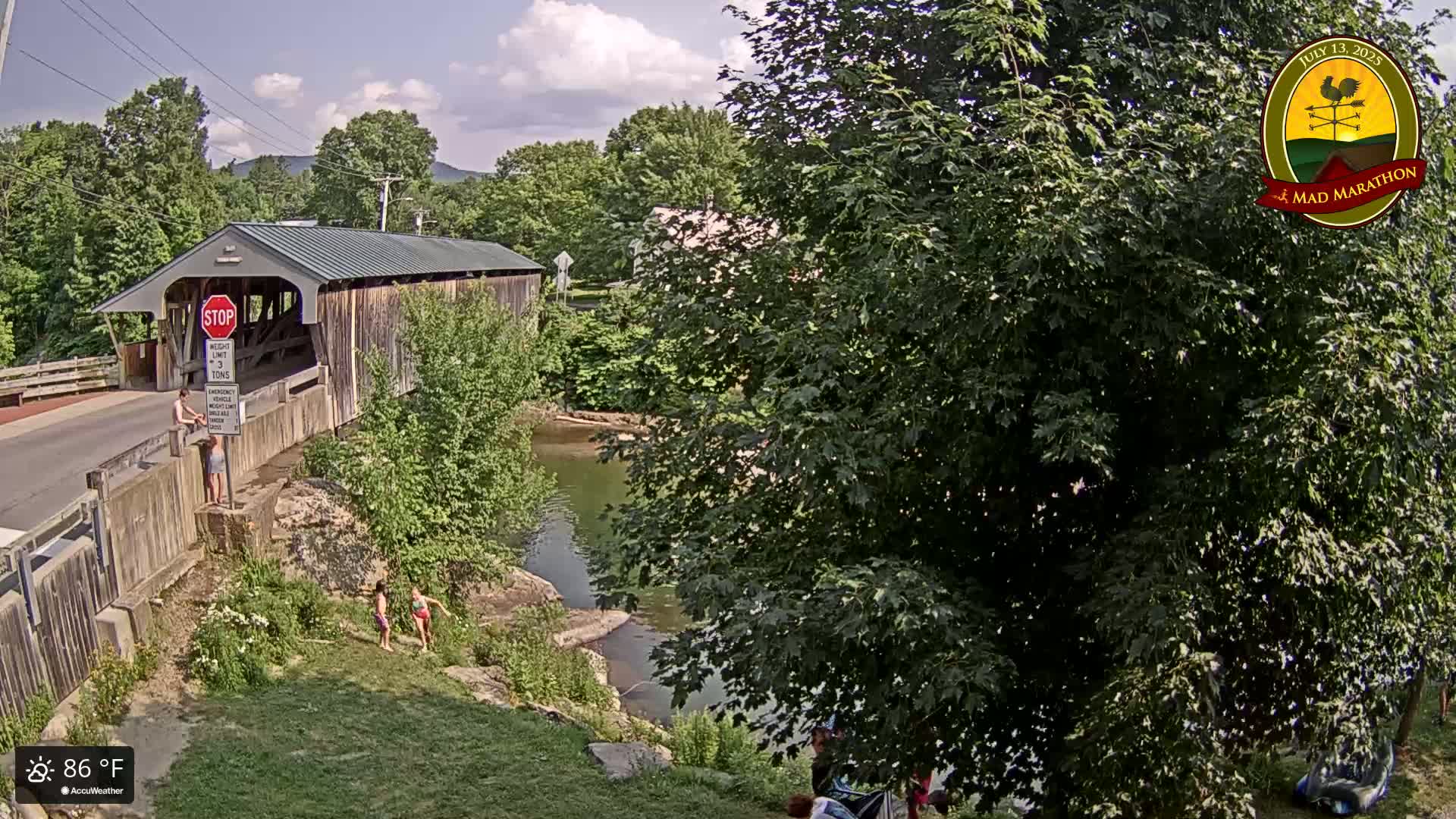 Waitsfield, Mad River Valley Great Eddy Covered Bridge Live Cam -Waitsfield, Washington County, Vermont, USA