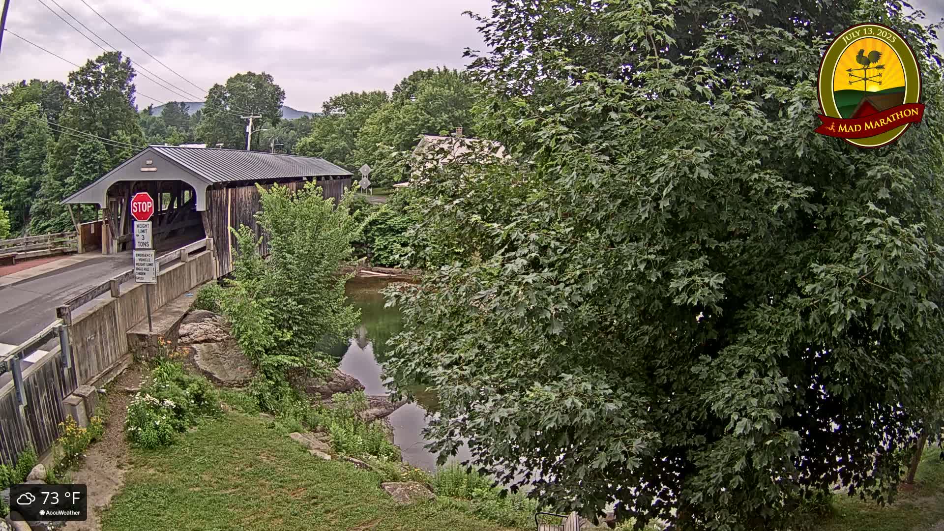 Waitsfield, Mad River Valley Great Eddy Covered Bridge Live Cam -Waitsfield, Washington County, Vermont, USA