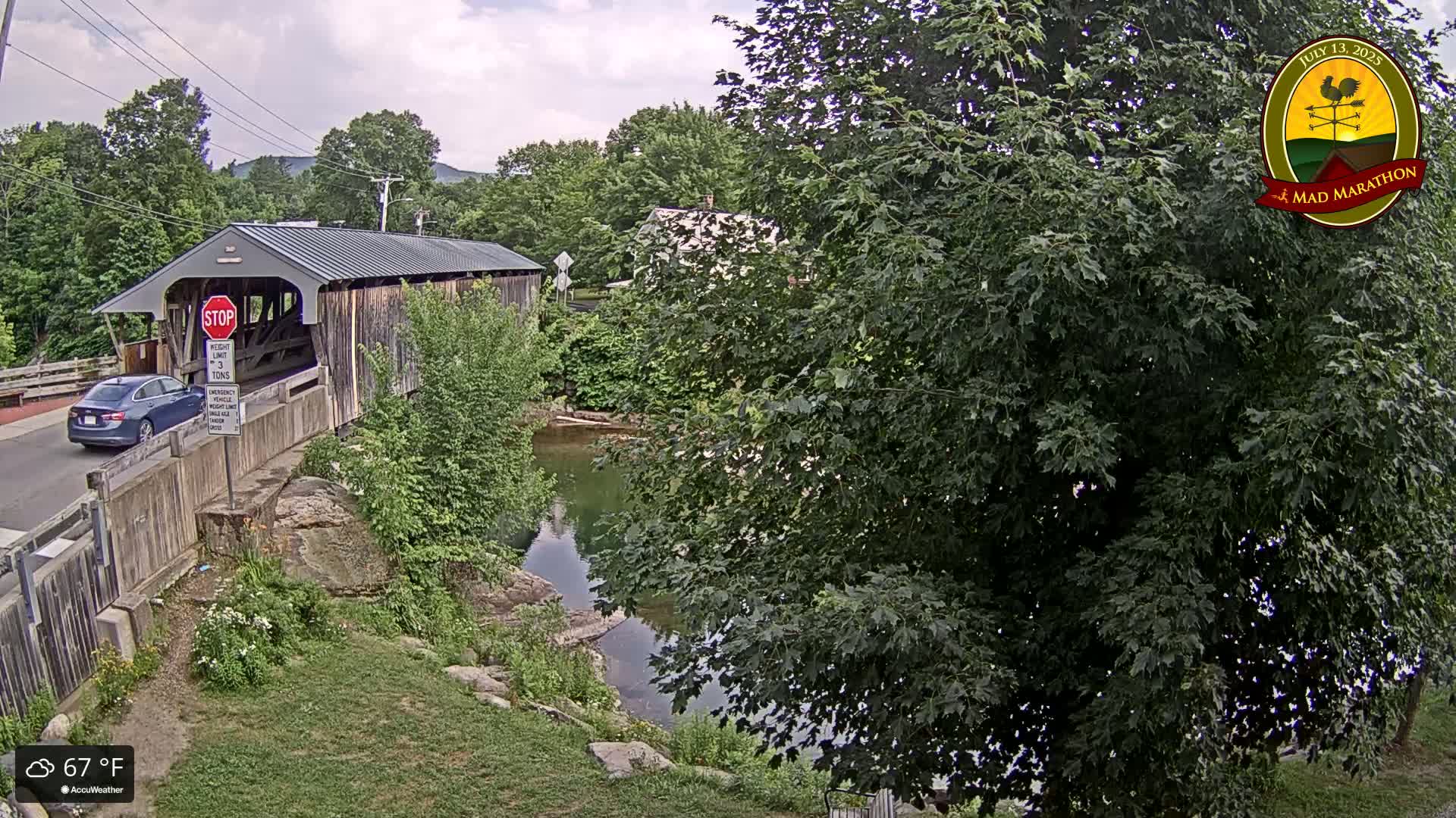Waitsfield, Mad River Valley Great Eddy Covered Bridge Live Cam -Waitsfield, Washington County, Vermont, USA