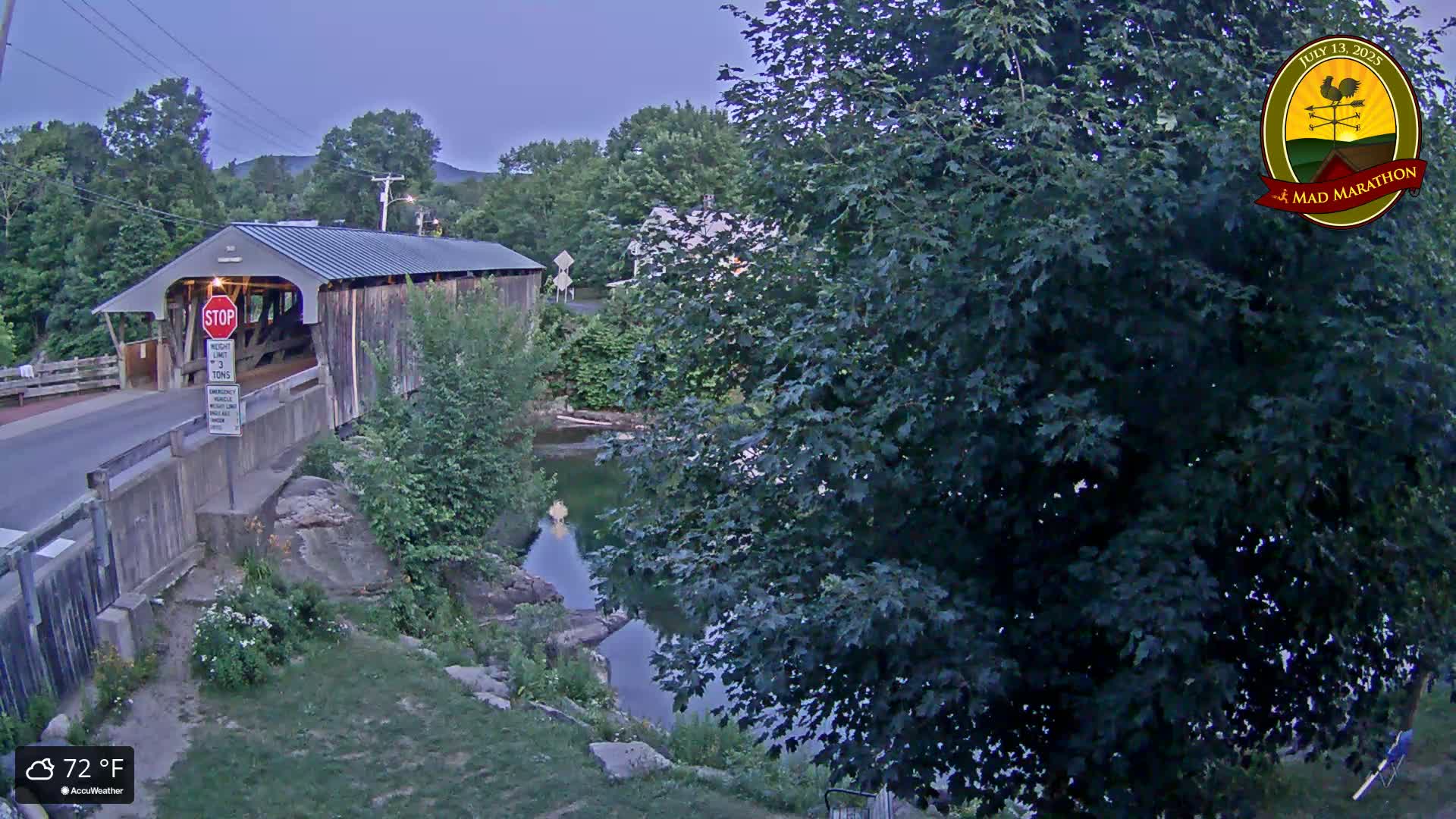 Waitsfield, Mad River Valley Great Eddy Covered Bridge Live Cam -Waitsfield, Washington County, Vermont, USA