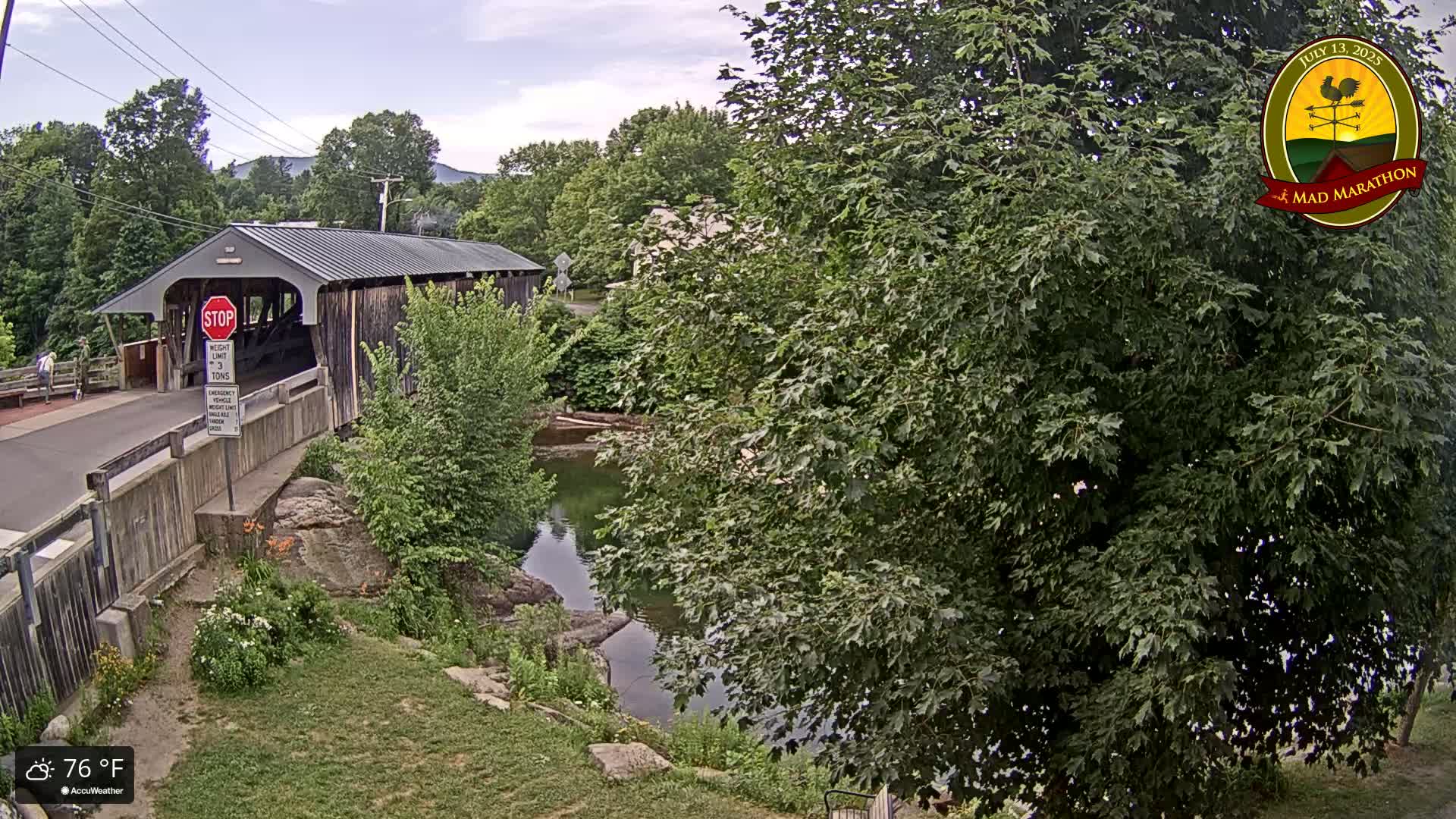 Waitsfield, Mad River Valley Great Eddy Covered Bridge Live Cam -Waitsfield, Washington County, Vermont, USA