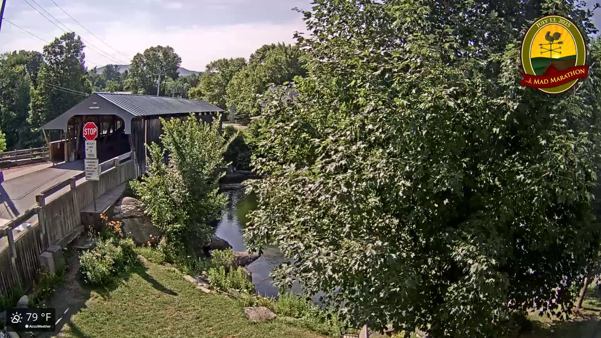 Waitsfield, Mad River Valley Great Eddy Covered Bridge Live Cam -Waitsfield, Washington County, Vermont, USA