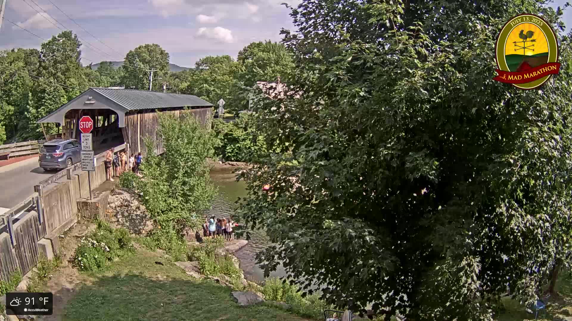 Waitsfield, Mad River Valley Great Eddy Covered Bridge Live Cam -Waitsfield, Washington County, Vermont, USA