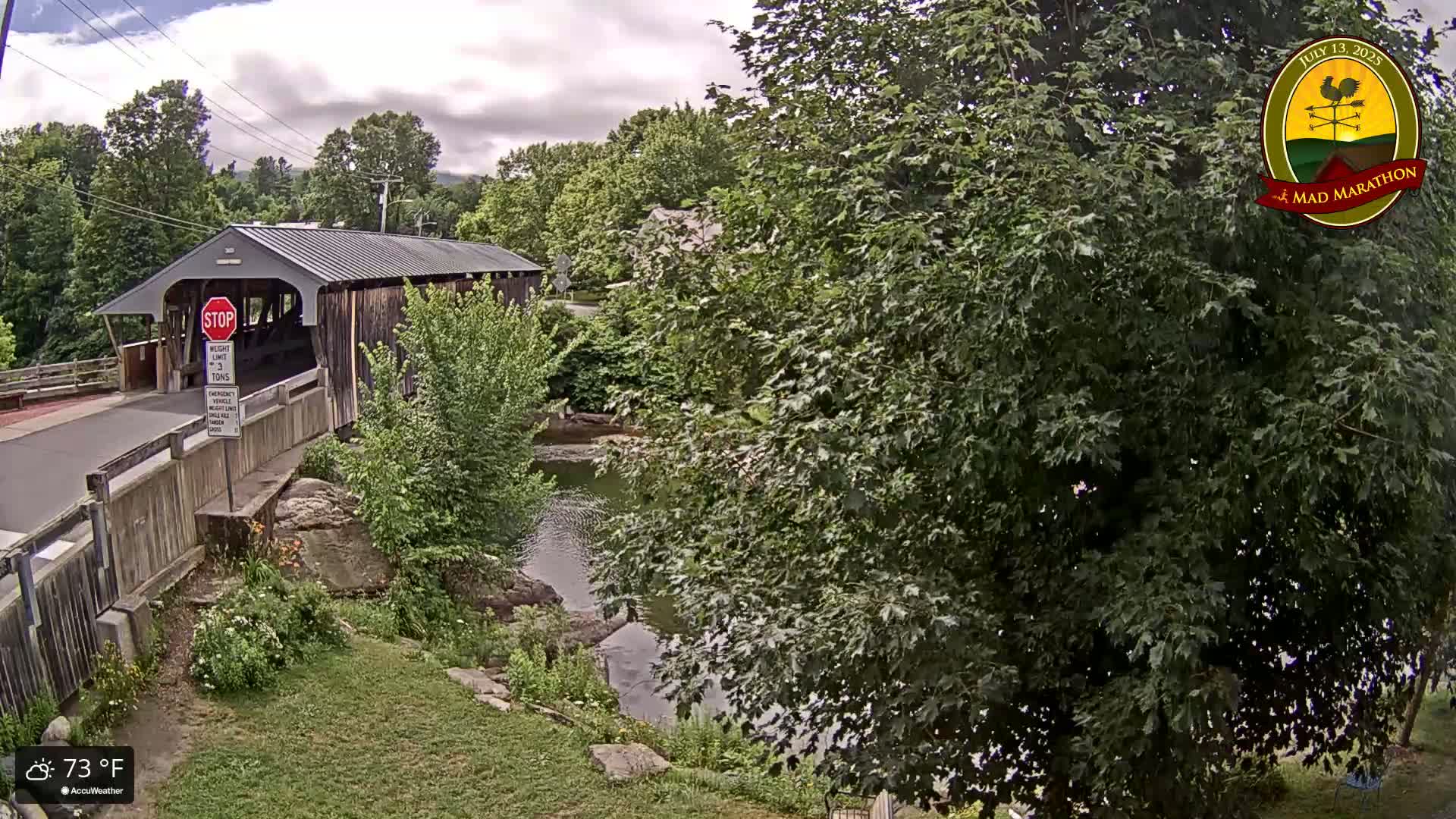 Waitsfield, Mad River Valley Great Eddy Covered Bridge Live Cam -Waitsfield, Washington County, Vermont, USA