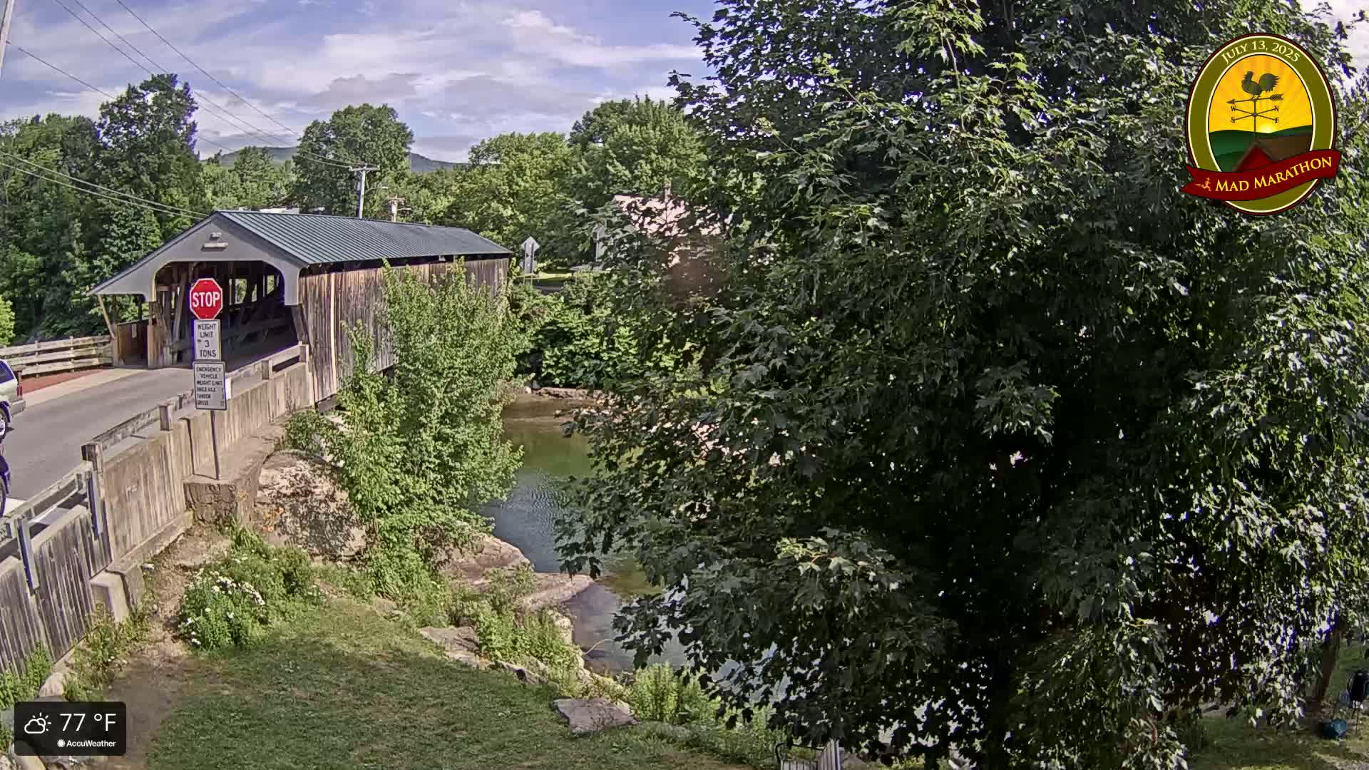 Waitsfield, Mad River Valley Great Eddy Covered Bridge Live Cam -Waitsfield, Washington County, Vermont, USA