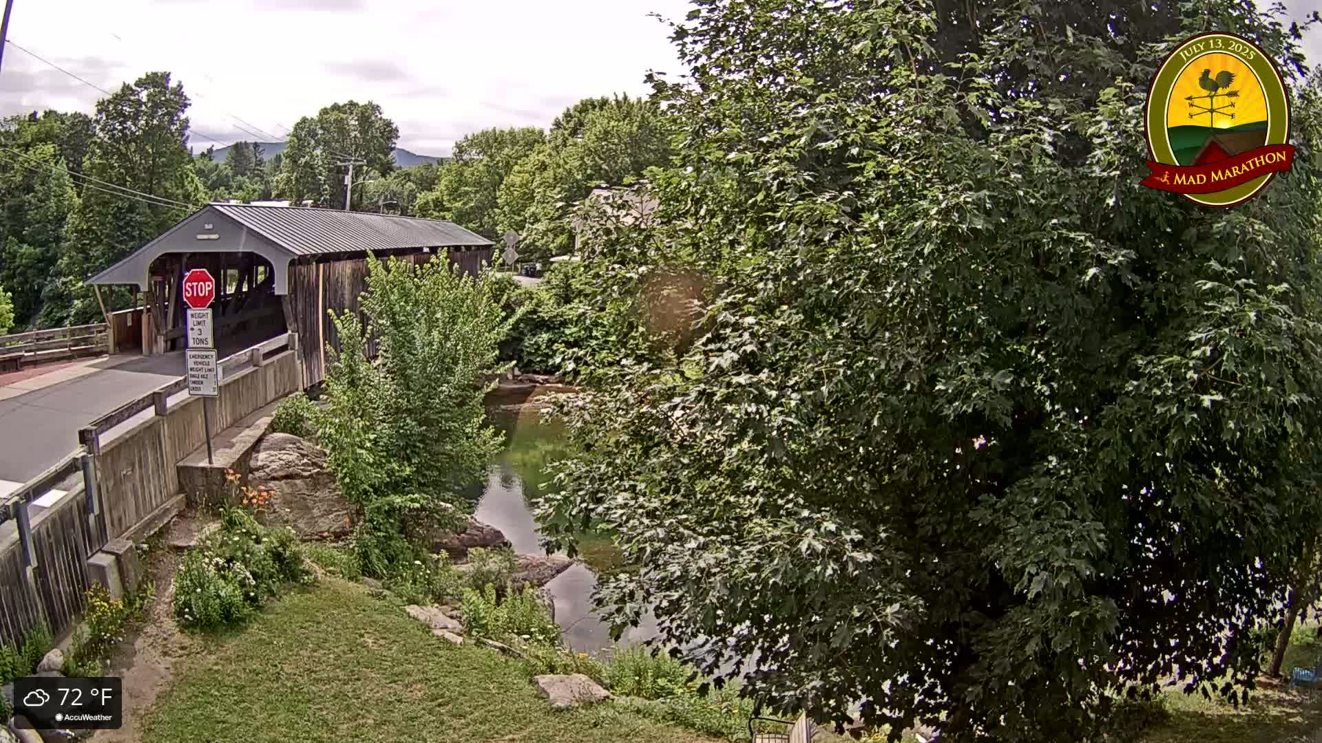 Waitsfield, Mad River Valley Great Eddy Covered Bridge Live Cam -Waitsfield, Washington County, Vermont, USA