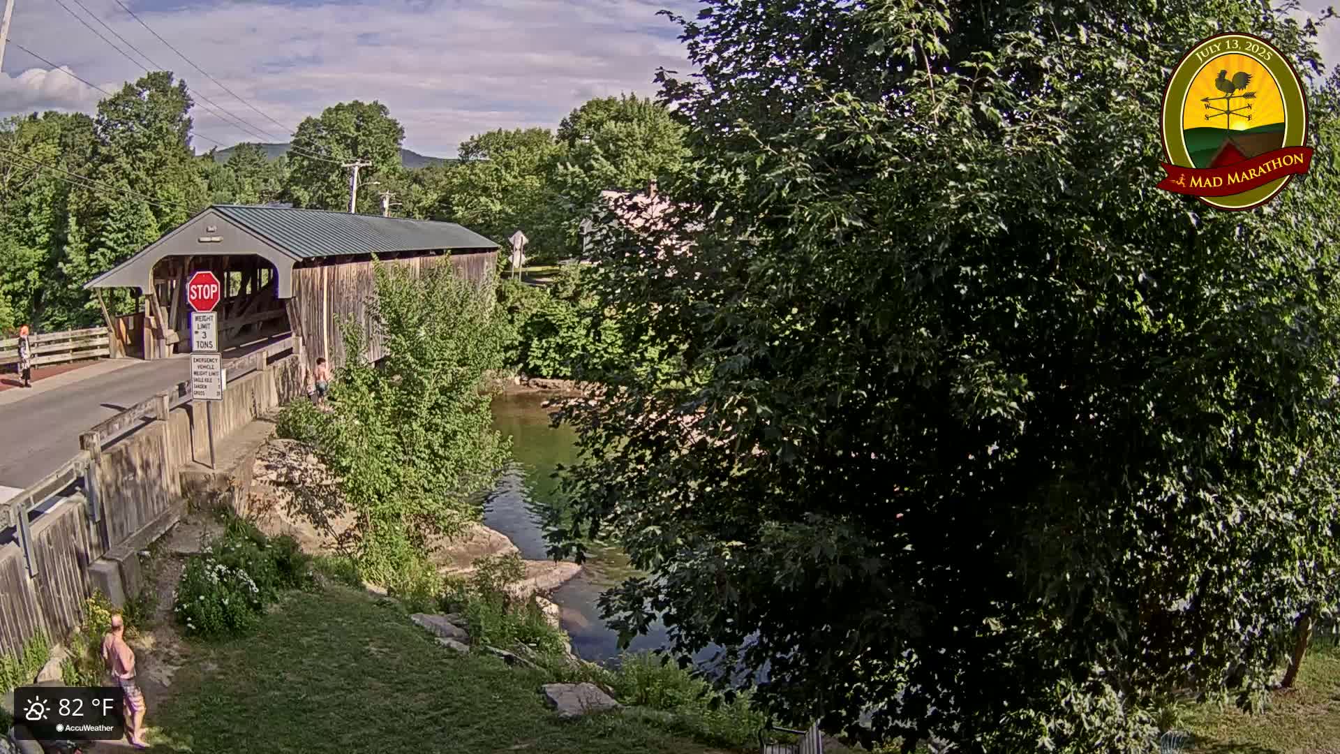 Waitsfield, Mad River Valley Great Eddy Covered Bridge Live Cam -Waitsfield, Washington County, Vermont, USA