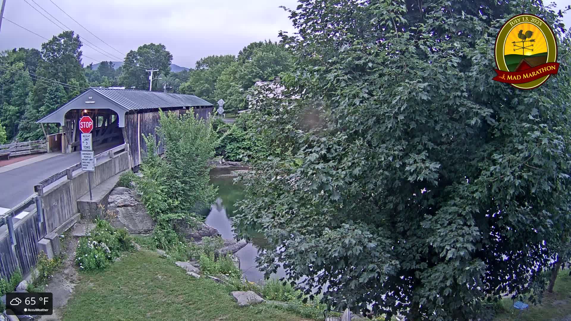 Waitsfield, Mad River Valley Great Eddy Covered Bridge Live Cam -Waitsfield, Washington County, Vermont, USA