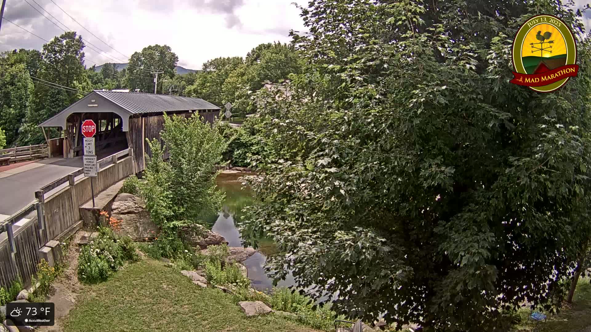 Waitsfield, Mad River Valley Great Eddy Covered Bridge Live Cam -Waitsfield, Washington County, Vermont, USA