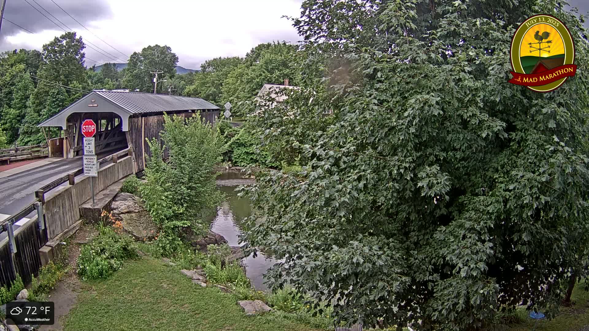 Waitsfield, Mad River Valley Great Eddy Covered Bridge Live Cam -Waitsfield, Washington County, Vermont, USA
