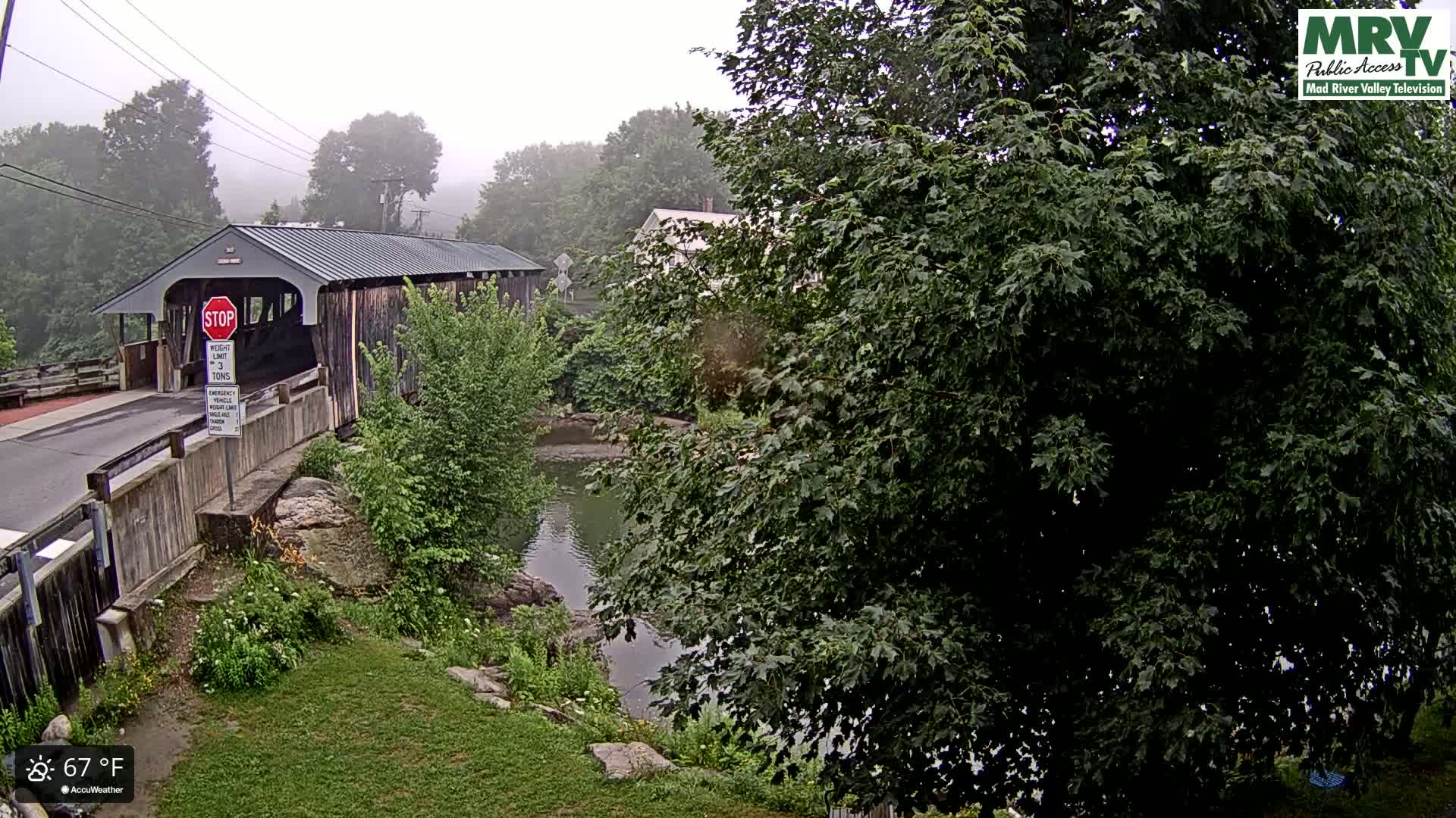 Waitsfield, Mad River Valley Great Eddy Covered Bridge Live Cam -Waitsfield, Washington County, Vermont, USA