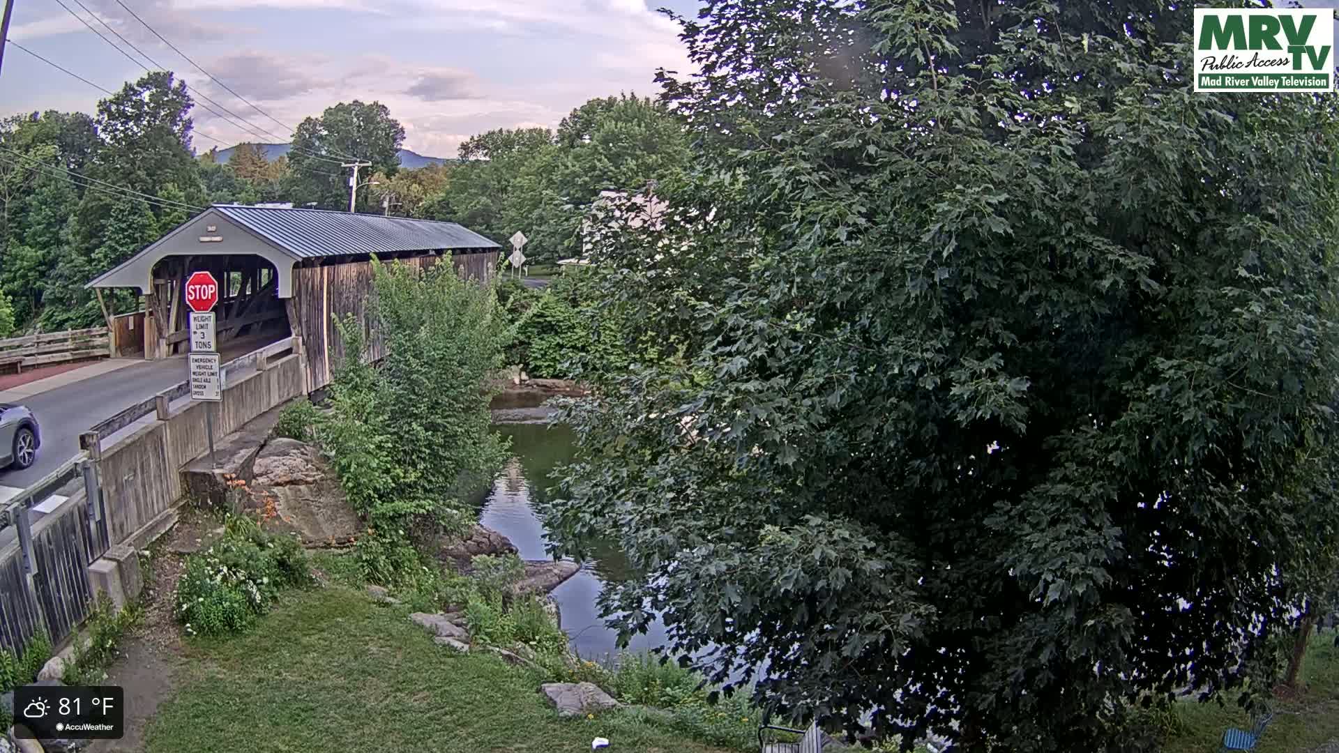 Waitsfield, Mad River Valley Great Eddy Covered Bridge Live Cam -Waitsfield, Washington County, Vermont, USA