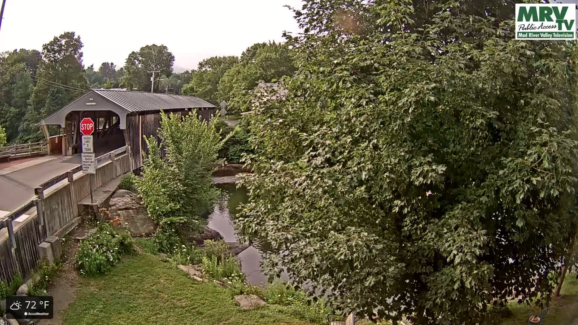 Waitsfield, Mad River Valley Great Eddy Covered Bridge Live Cam -Waitsfield, Washington County, Vermont, USA