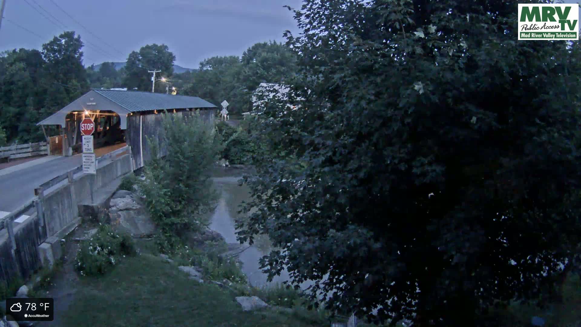 Waitsfield, Mad River Valley Great Eddy Covered Bridge Live Cam -Waitsfield, Washington County, Vermont, USA