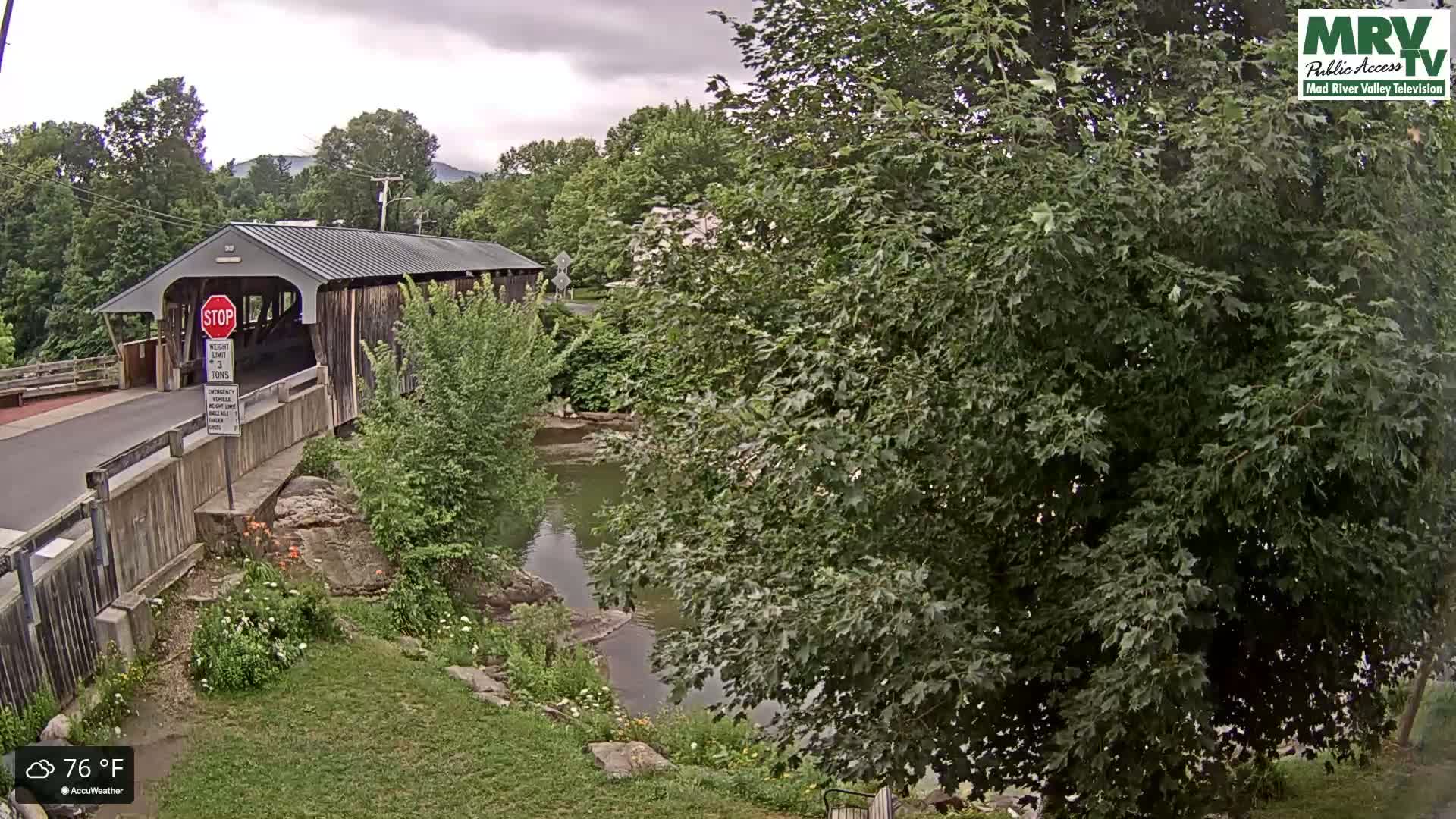 Waitsfield, Mad River Valley Great Eddy Covered Bridge Live Cam -Waitsfield, Washington County, Vermont, USA