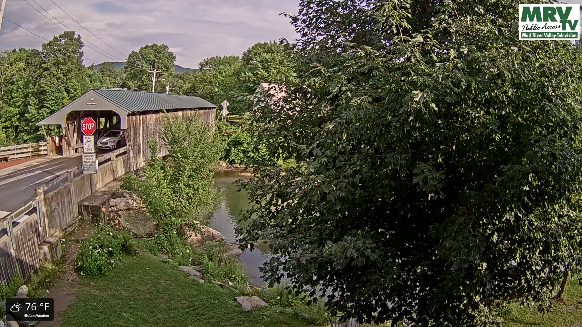 Waitsfield, Mad River Valley Great Eddy Covered Bridge Live Cam -Waitsfield, Washington County, Vermont, USA