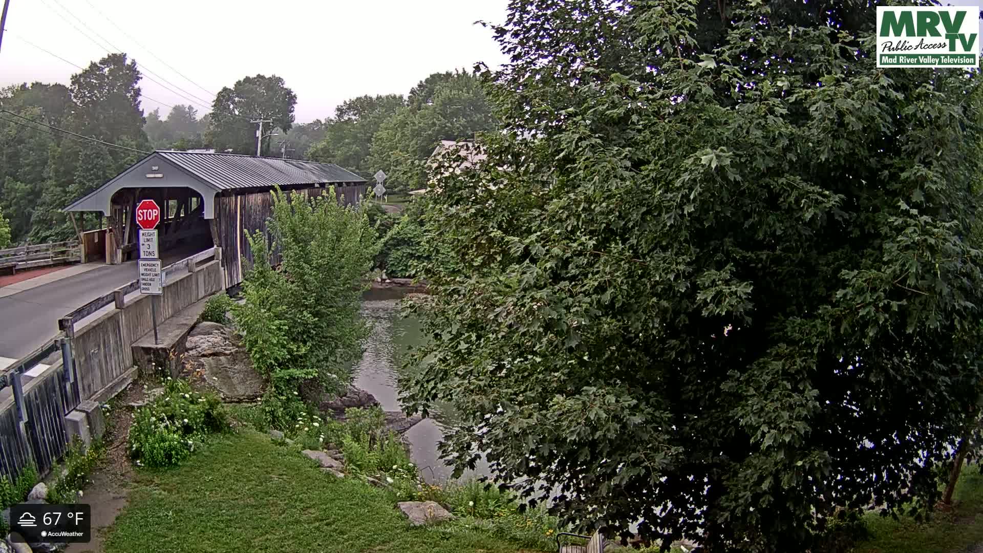 Waitsfield, Mad River Valley Great Eddy Covered Bridge Live Cam -Waitsfield, Washington County, Vermont, USA