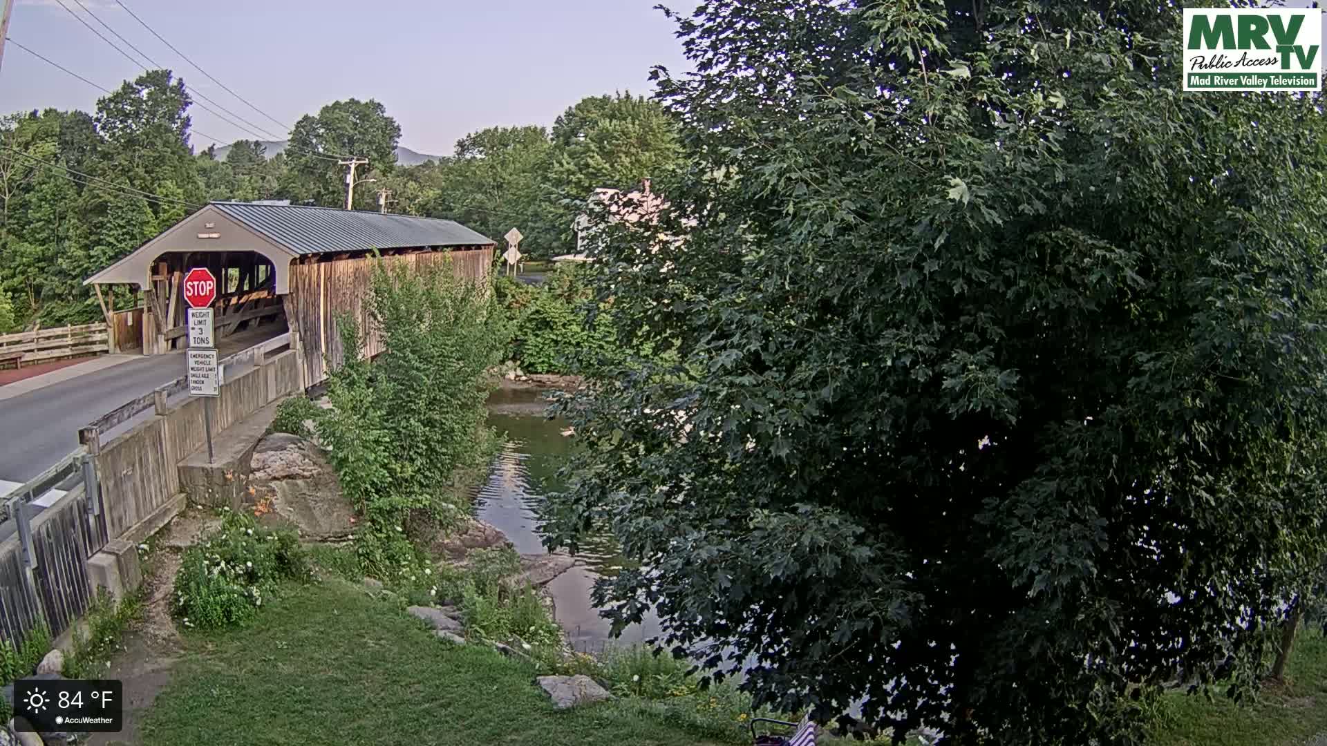 Waitsfield, Mad River Valley Great Eddy Covered Bridge Live Cam -Waitsfield, Washington County, Vermont, USA