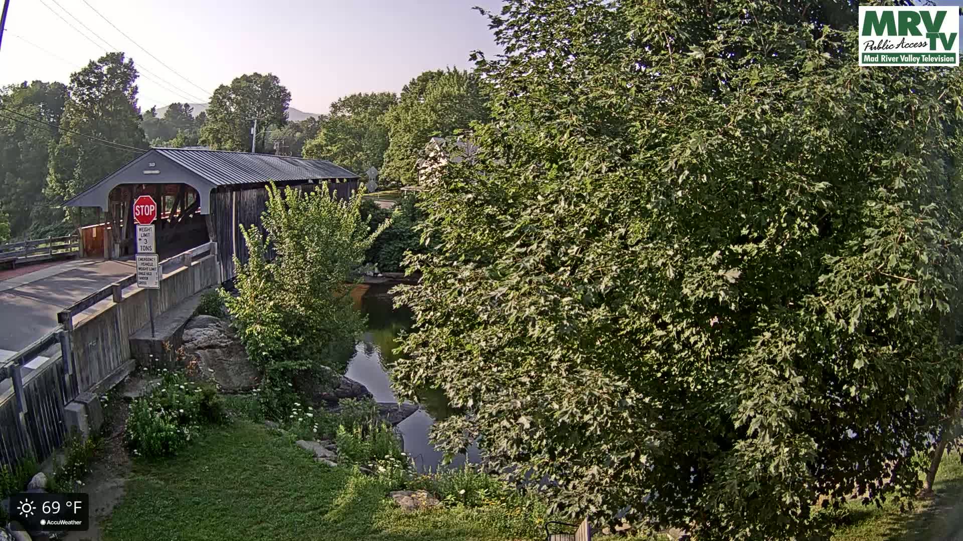 Waitsfield, Mad River Valley Great Eddy Covered Bridge Live Cam -Waitsfield, Washington County, Vermont, USA