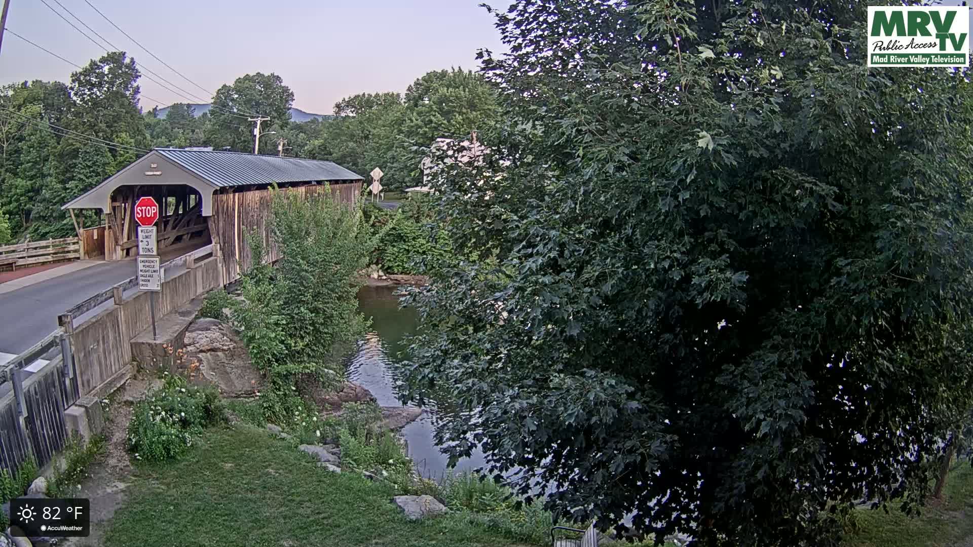 Waitsfield, Mad River Valley Great Eddy Covered Bridge Live Cam -Waitsfield, Washington County, Vermont, USA