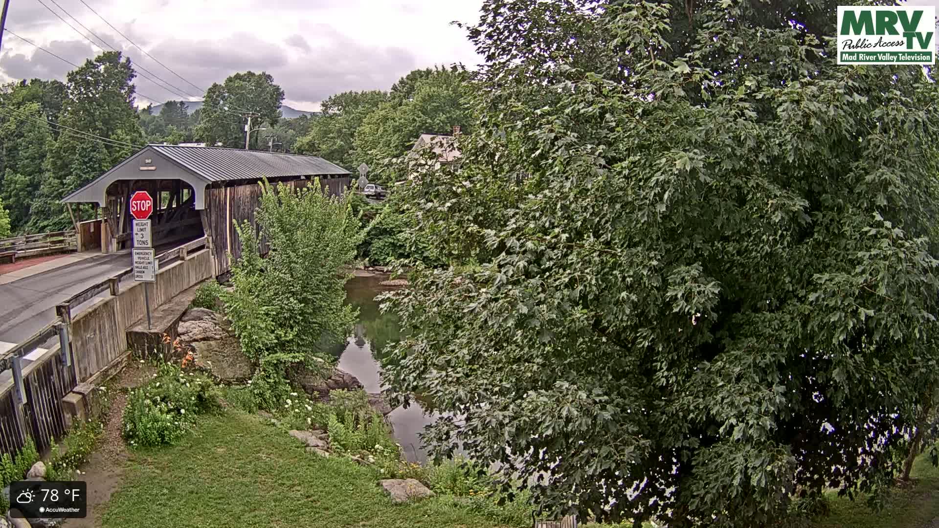 Waitsfield, Mad River Valley Great Eddy Covered Bridge Live Cam -Waitsfield, Washington County, Vermont, USA