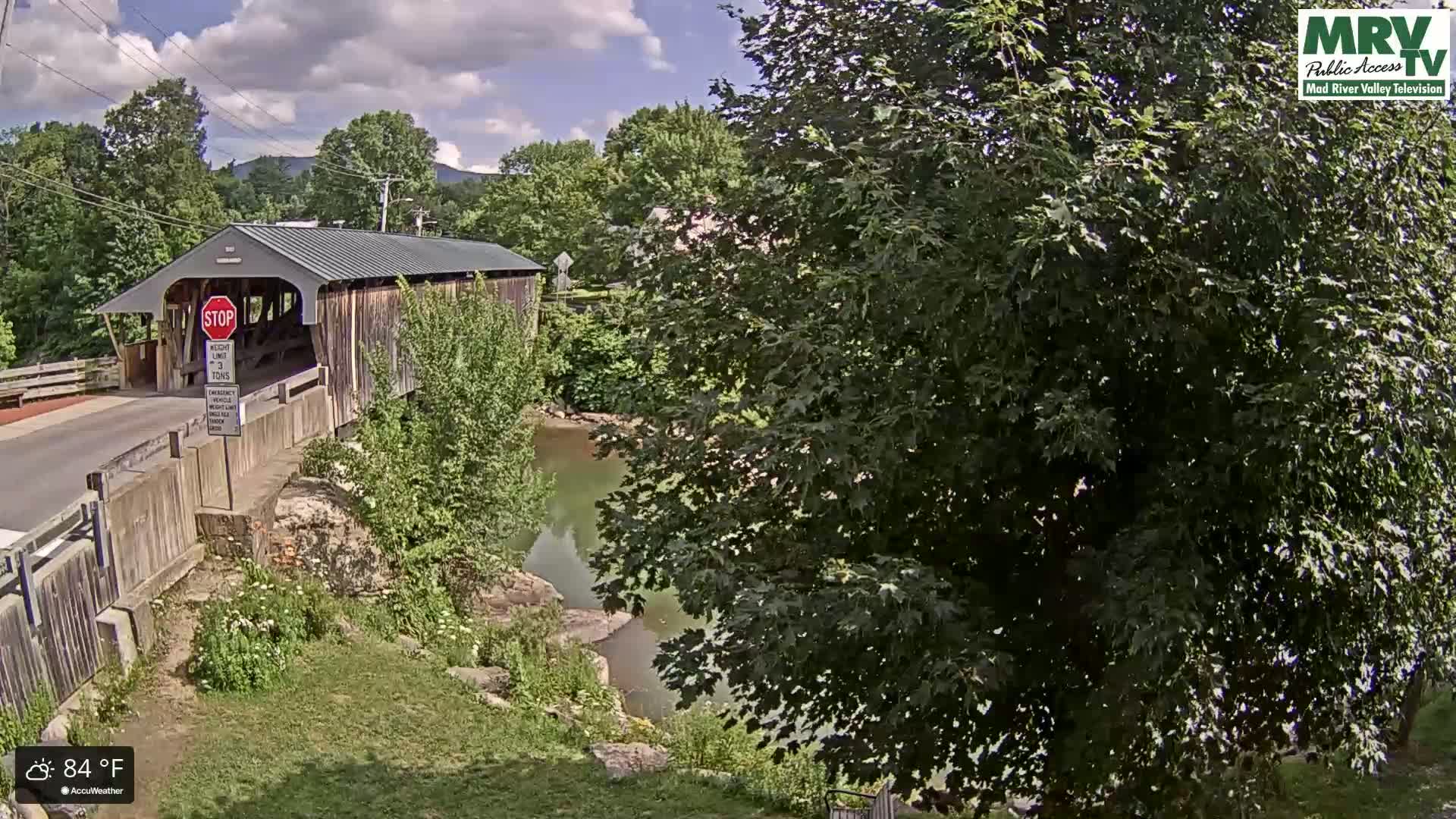 Waitsfield, Mad River Valley Great Eddy Covered Bridge Live Cam -Waitsfield, Washington County, Vermont, USA