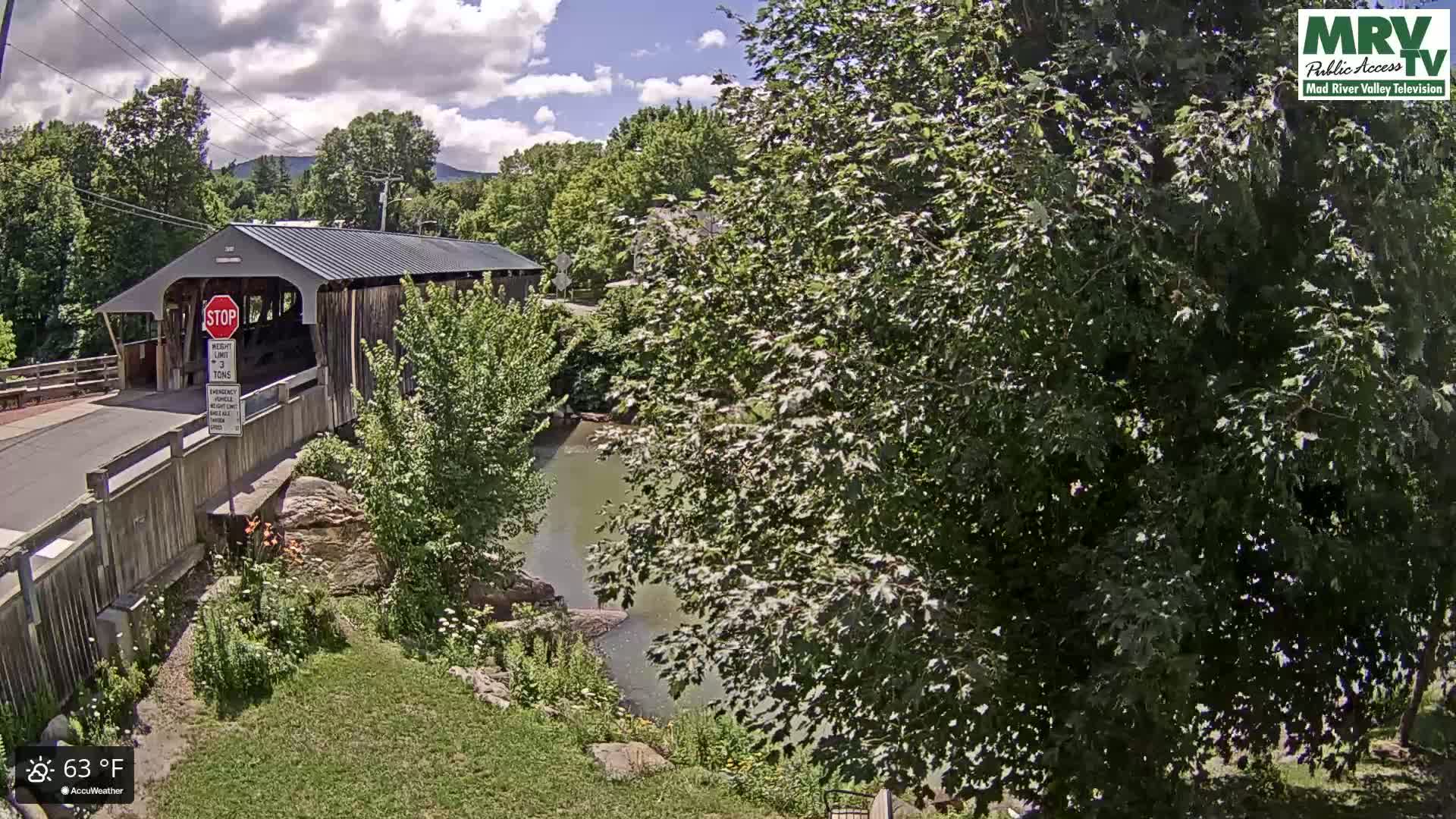 Waitsfield, Mad River Valley Great Eddy Covered Bridge Live Cam -Waitsfield, Washington County, Vermont, USA