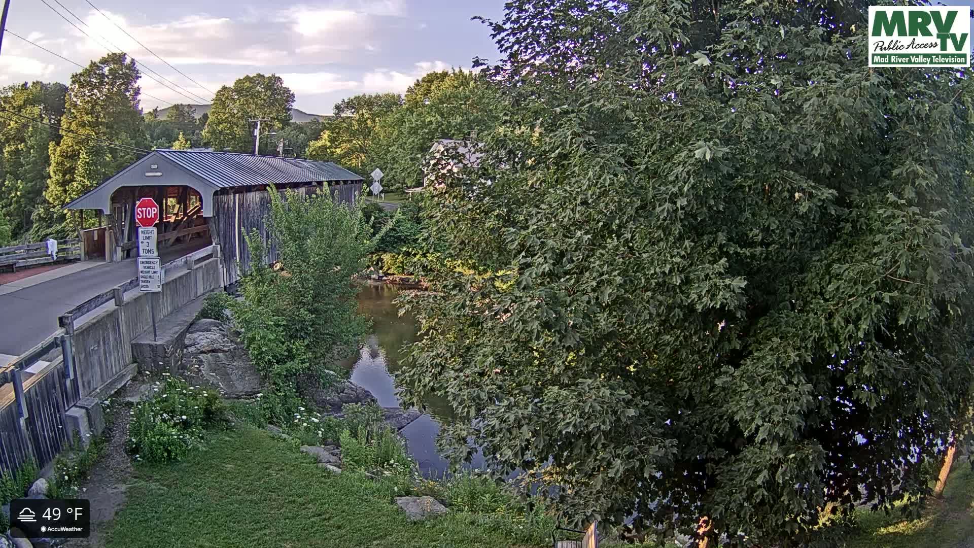 Waitsfield, Mad River Valley Great Eddy Covered Bridge Live Cam -Waitsfield, Washington County, Vermont, USA