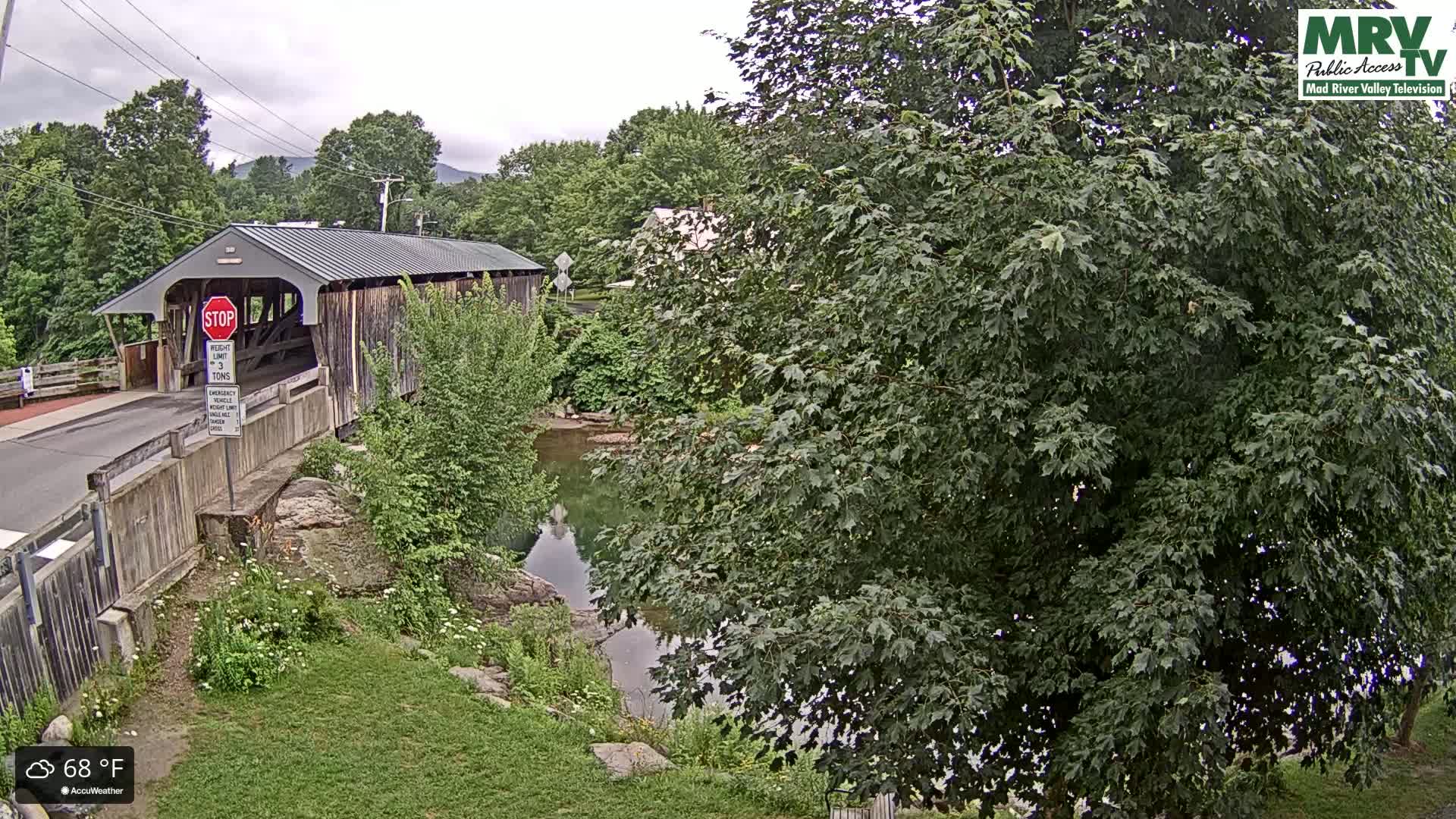 Waitsfield, Mad River Valley Great Eddy Covered Bridge Live Cam -Waitsfield, Washington County, Vermont, USA