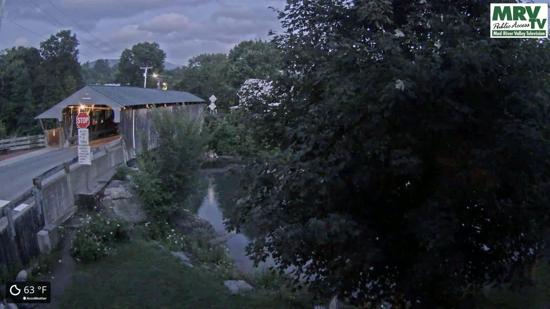 Waitsfield, Mad River Valley Great Eddy Covered Bridge Live Cam -Waitsfield, Washington County, Vermont, USA