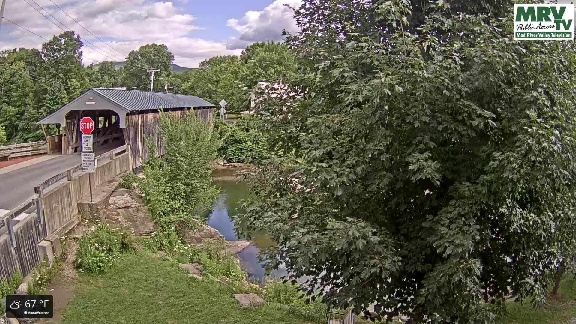 Waitsfield, Mad River Valley Great Eddy Covered Bridge Live Cam -Waitsfield, Washington County, Vermont, USA