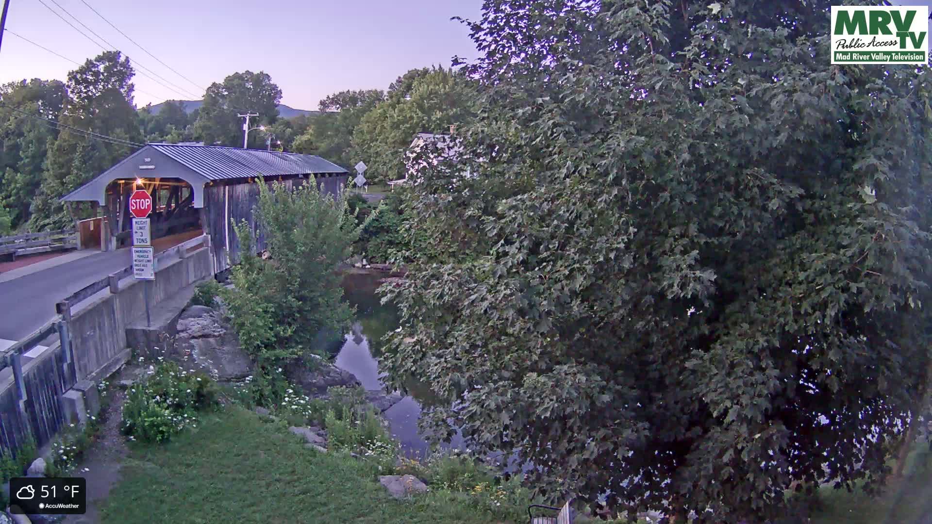 Waitsfield, Mad River Valley Great Eddy Covered Bridge Live Cam -Waitsfield, Washington County, Vermont, USA