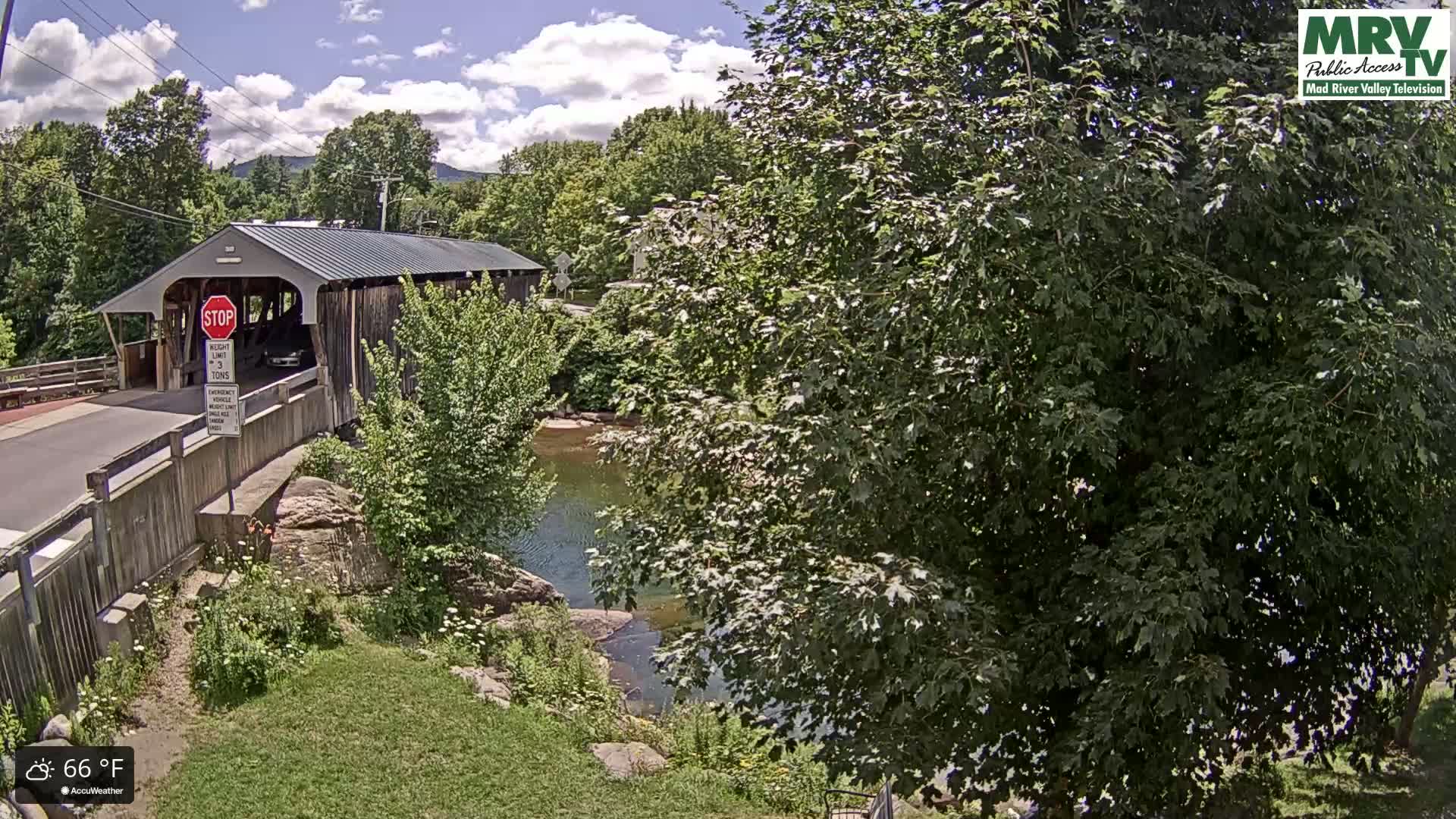 Waitsfield, Mad River Valley Great Eddy Covered Bridge Live Cam -Waitsfield, Washington County, Vermont, USA