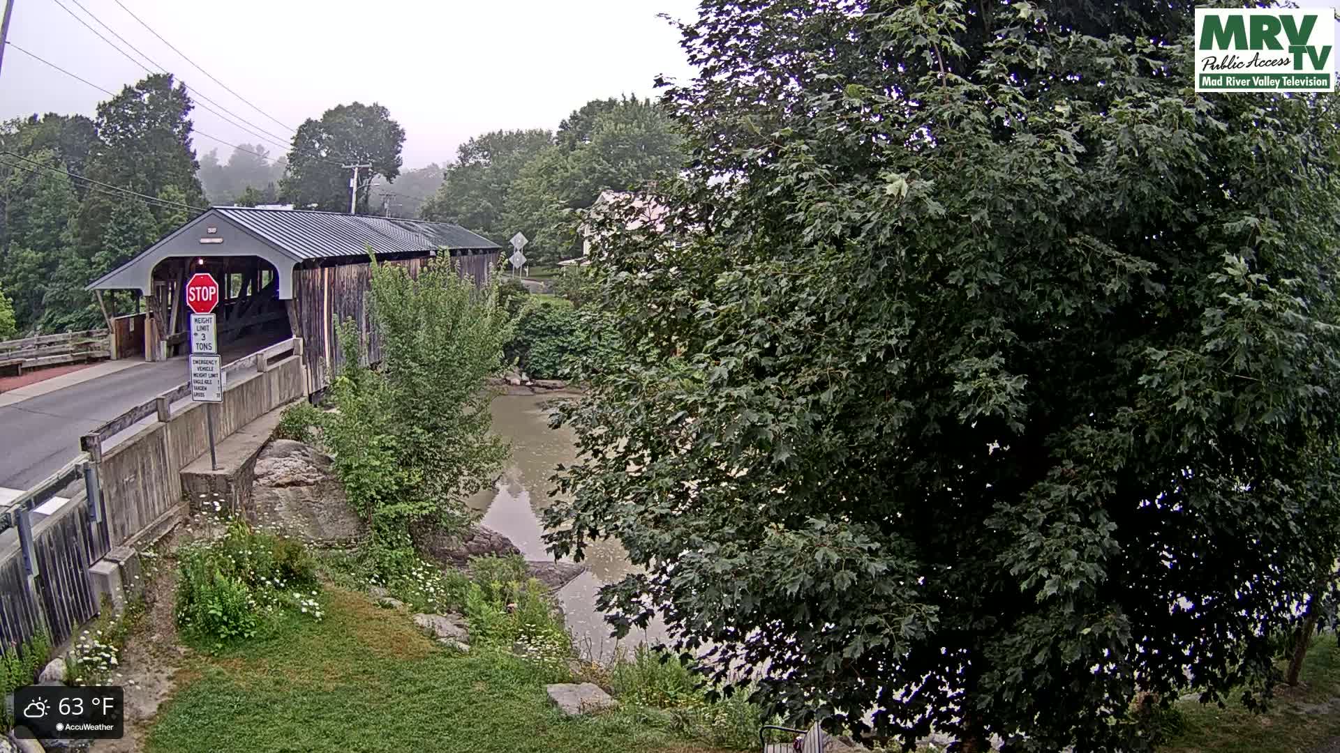 Waitsfield, Mad River Valley Great Eddy Covered Bridge Live Cam -Waitsfield, Washington County, Vermont, USA