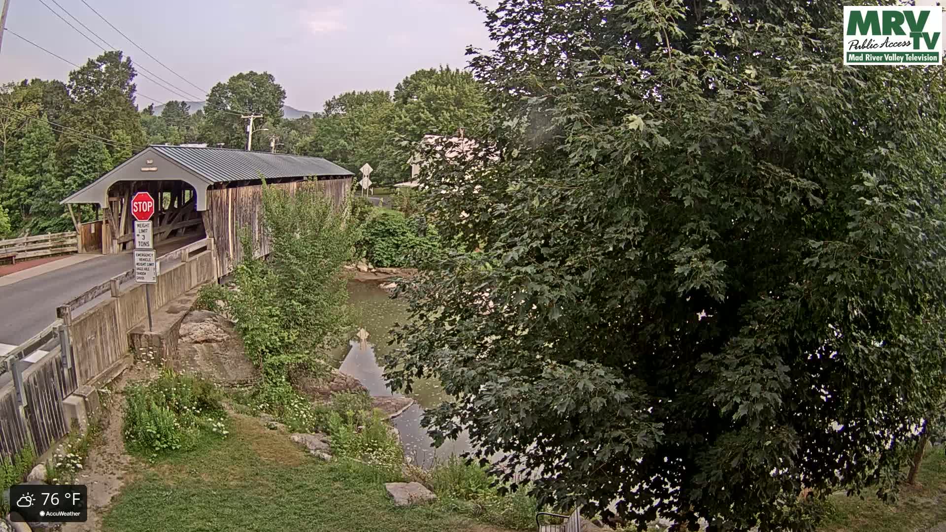 Waitsfield, Mad River Valley Great Eddy Covered Bridge Live Cam -Waitsfield, Washington County, Vermont, USA