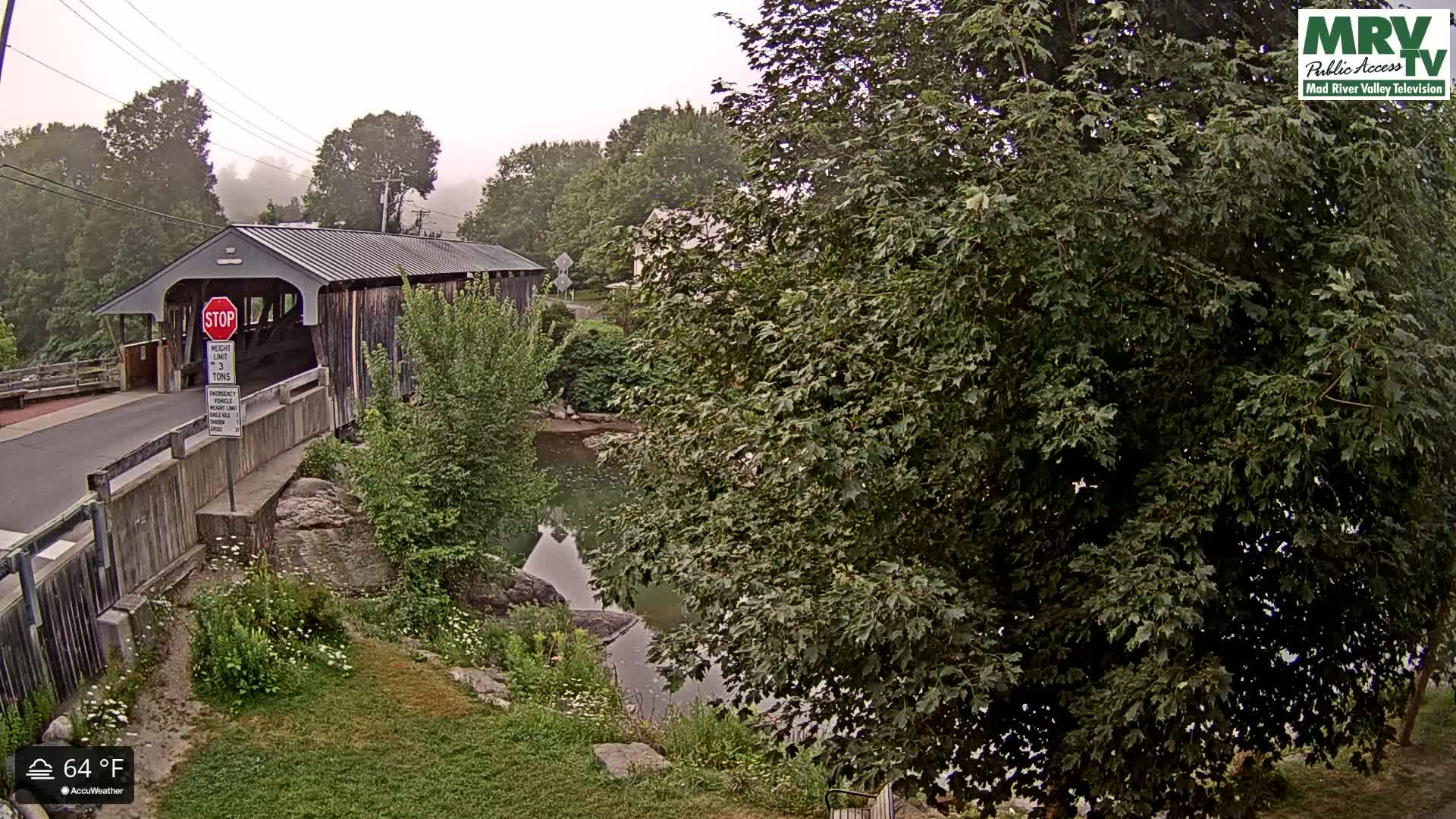 Waitsfield, Mad River Valley Great Eddy Covered Bridge Live Cam -Waitsfield, Washington County, Vermont, USA