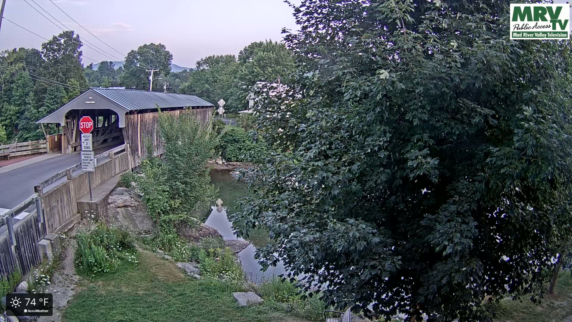 Waitsfield, Mad River Valley Great Eddy Covered Bridge Live Cam -Waitsfield, Washington County, Vermont, USA