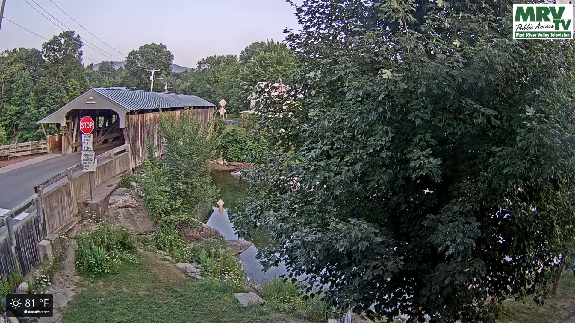 Waitsfield, Mad River Valley Great Eddy Covered Bridge Live Cam -Waitsfield, Washington County, Vermont, USA