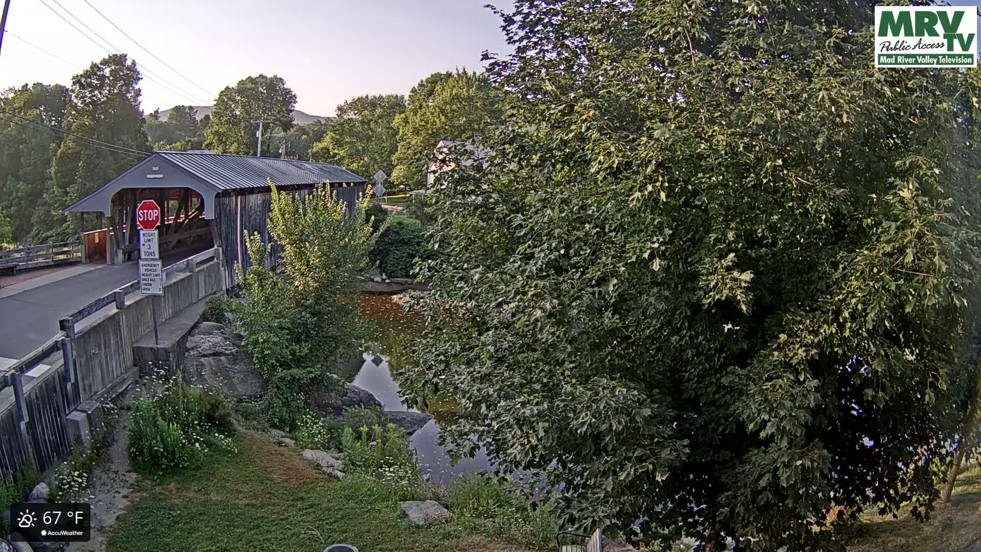 Waitsfield, Mad River Valley Great Eddy Covered Bridge Live Cam -Waitsfield, Washington County, Vermont, USA