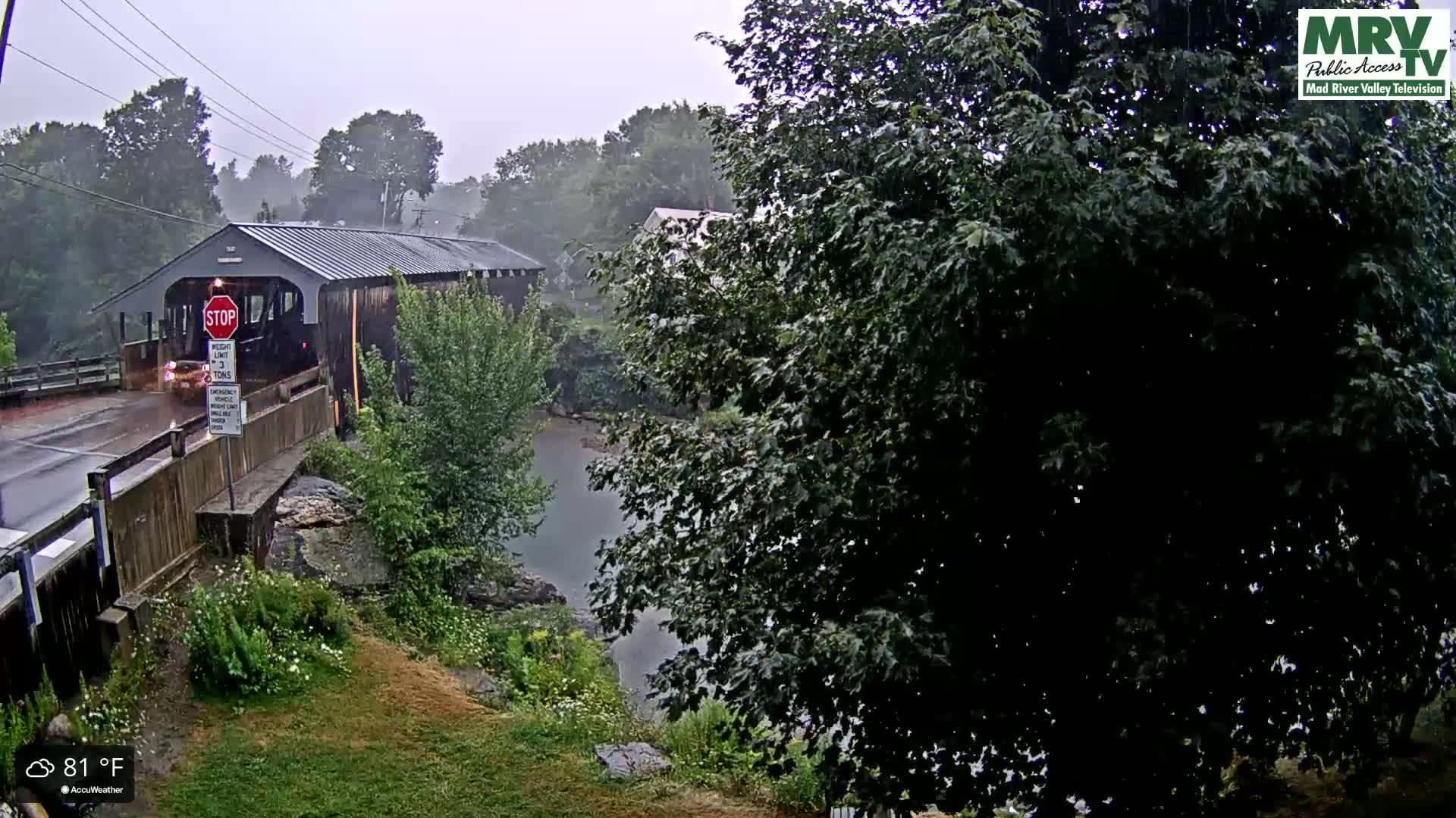 Waitsfield, Mad River Valley Great Eddy Covered Bridge Live Cam -Waitsfield, Washington County, Vermont, USA