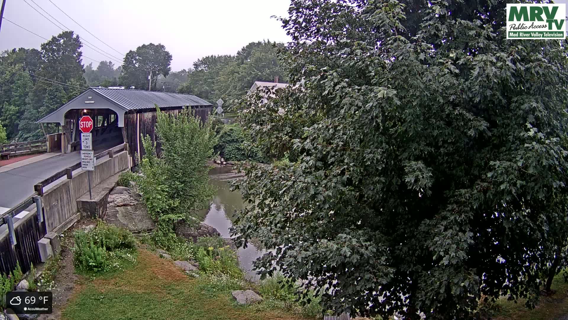 Waitsfield, Mad River Valley Great Eddy Covered Bridge Live Cam -Waitsfield, Washington County, Vermont, USA